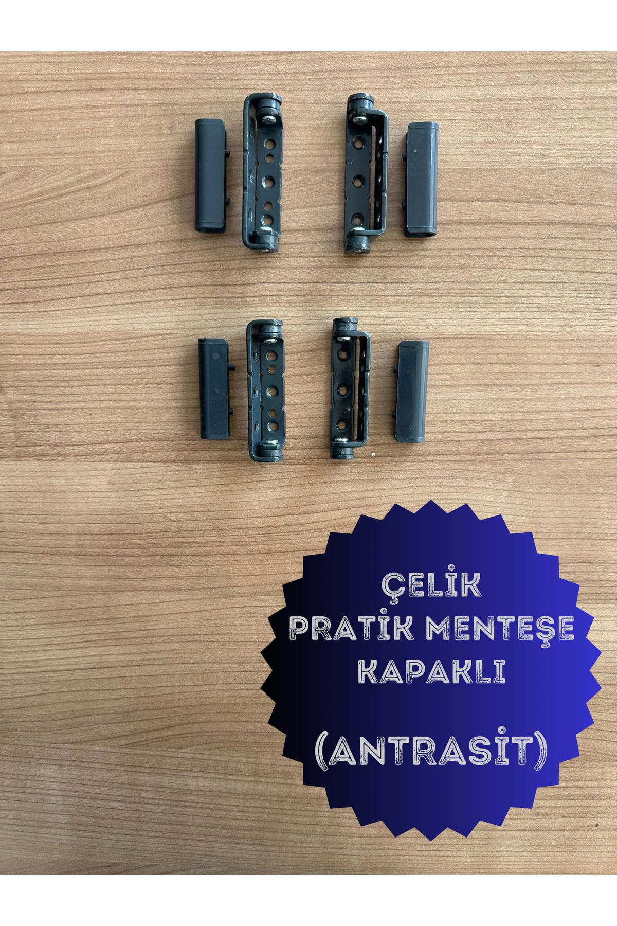 ÖZFIRAT PVC YAPI Pvc Pimapen Kapı Pencere Pratik Çelik Menteşe 80mm Antrasit (4 ADET) Vidalar Dahil