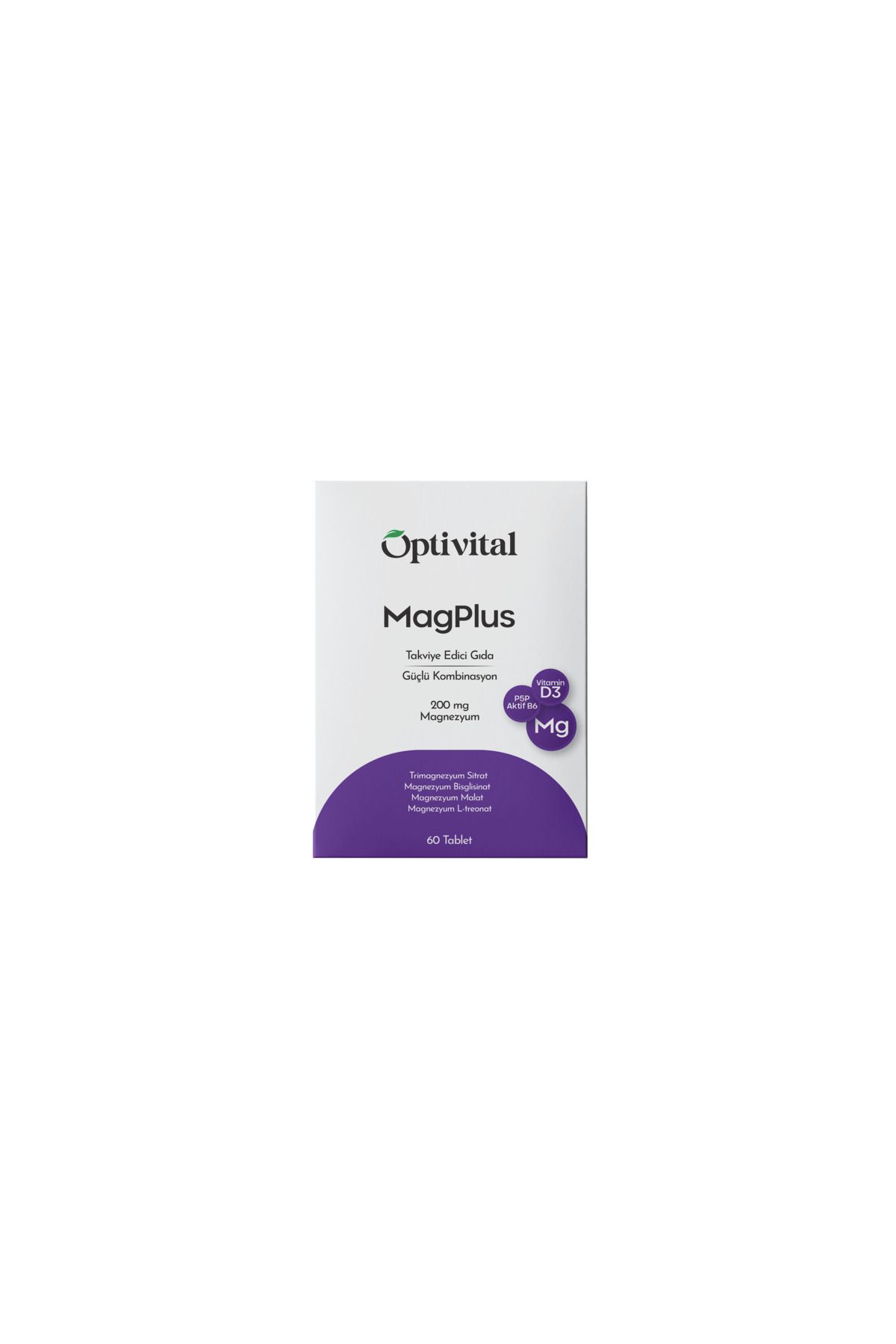 optivital MagPlus 200 Mg Magnezyum P5P D Vit 60 Tablet