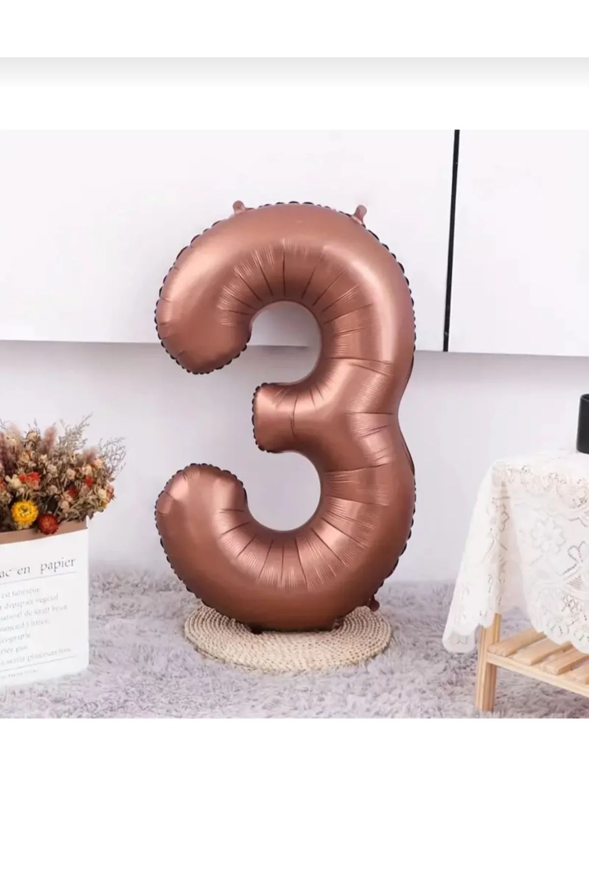 ATAKENT PARTİ-Retro Coffee Chocolate Number Balloon - 3 Years Old Party 1