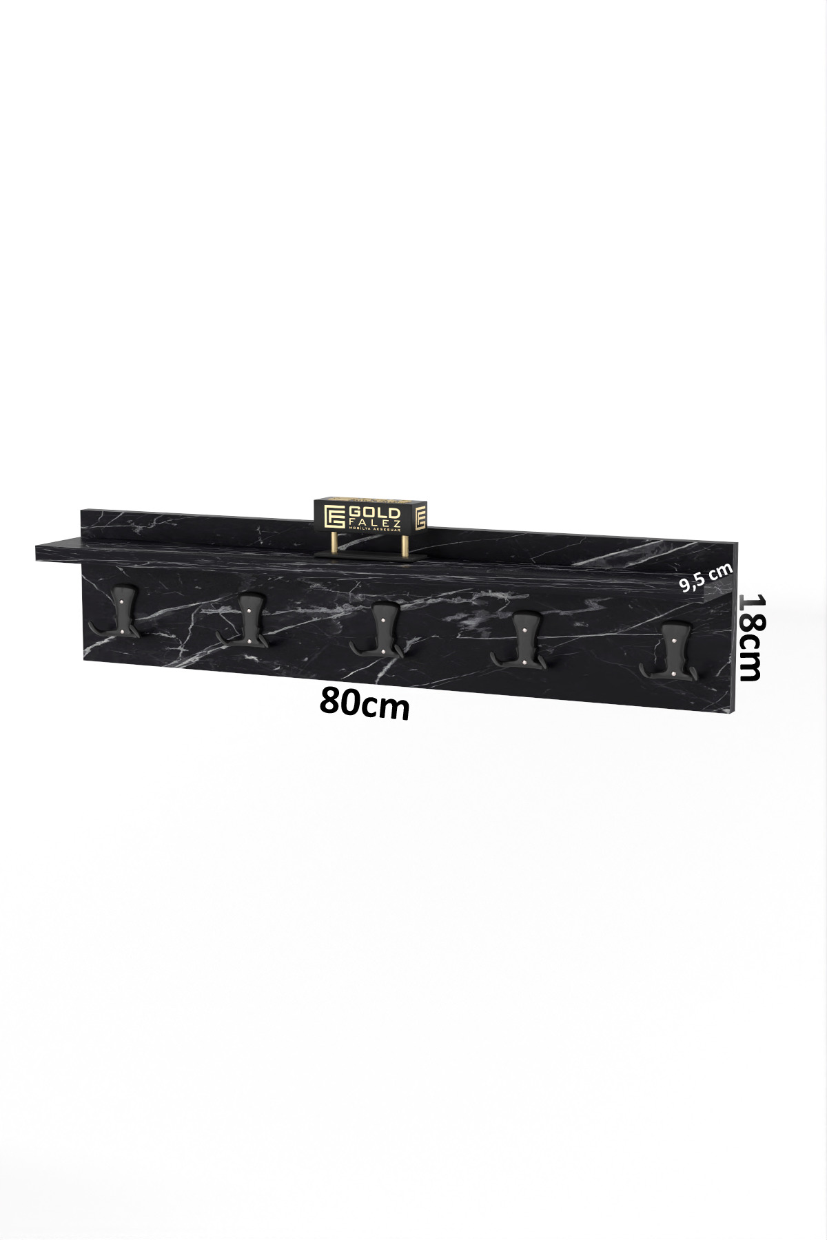 Goldfalez Duvar Askılığı Siyah 80 cm görsel 4