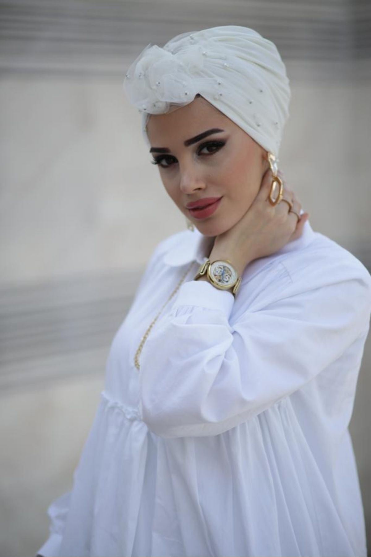 Differenza-Ecru Pearl Tulle Bonnet 3