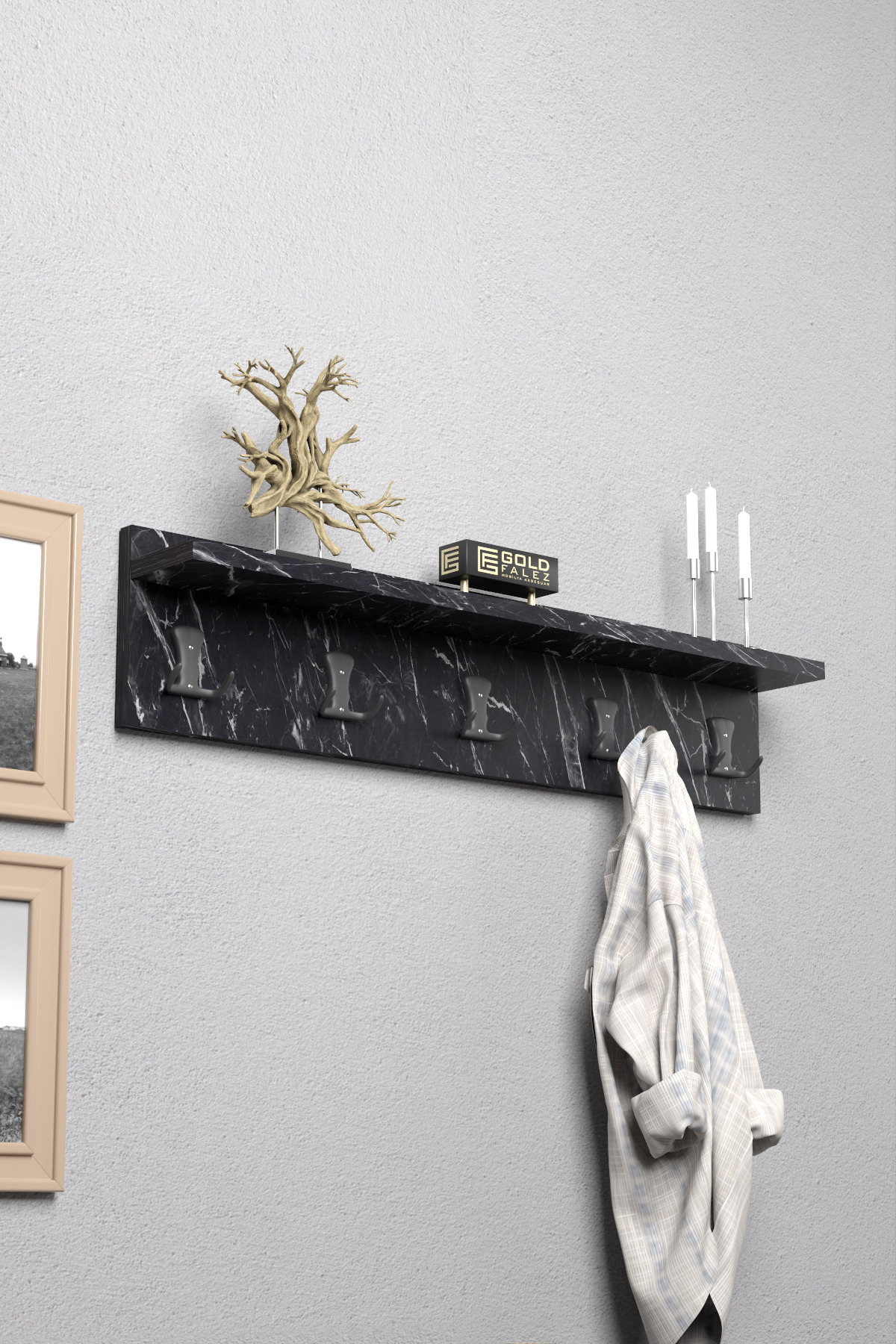Goldfalez Duvar Askılığı Siyah 80 cm görsel 3