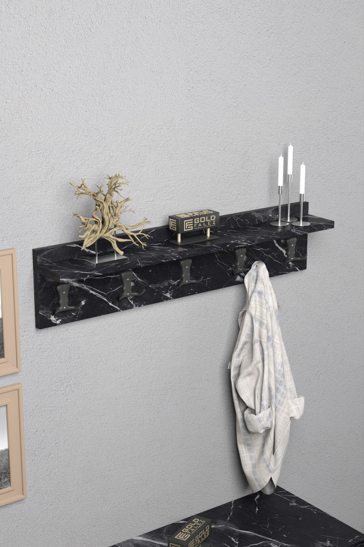 Goldfalez Duvar Askılığı Siyah 80 cm görsel 5