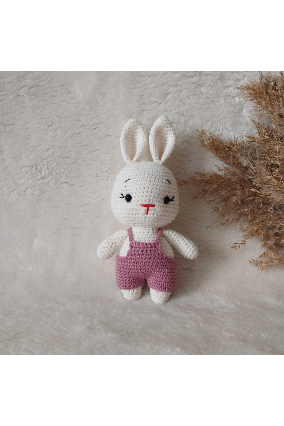 USTAHOBİEVİ Amigurumi minik tulumlu tavşan uyku ile oyun arkadaşı