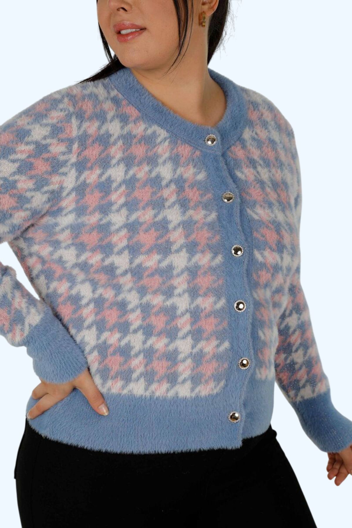 KAZEE-Angora Cardigan with Crown Pattern 3