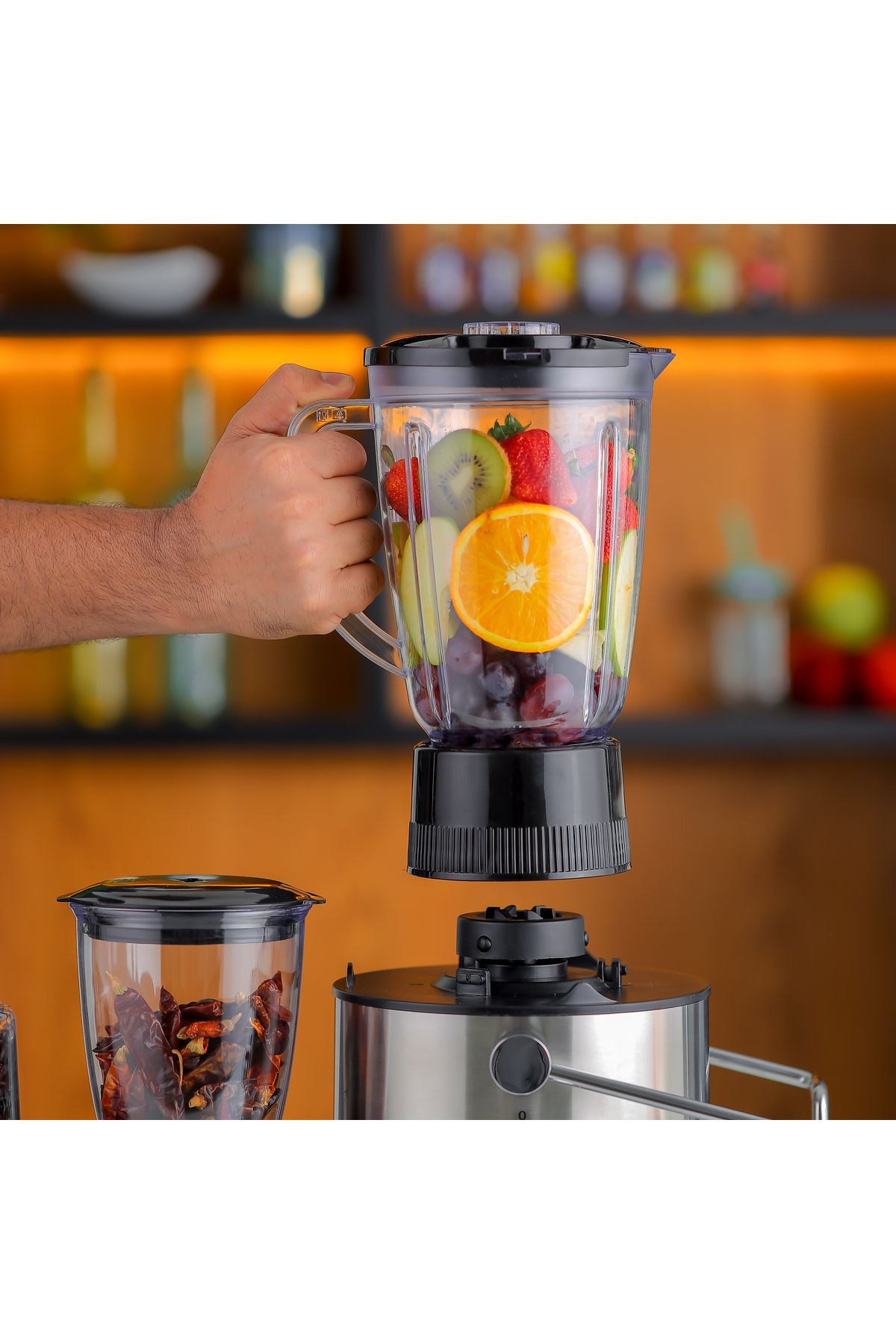 Geepas-4-IN-1 Stainless Steel Blender and Juice Extractor, Powerful Motor with 2 Speed Setting and Pulse 6