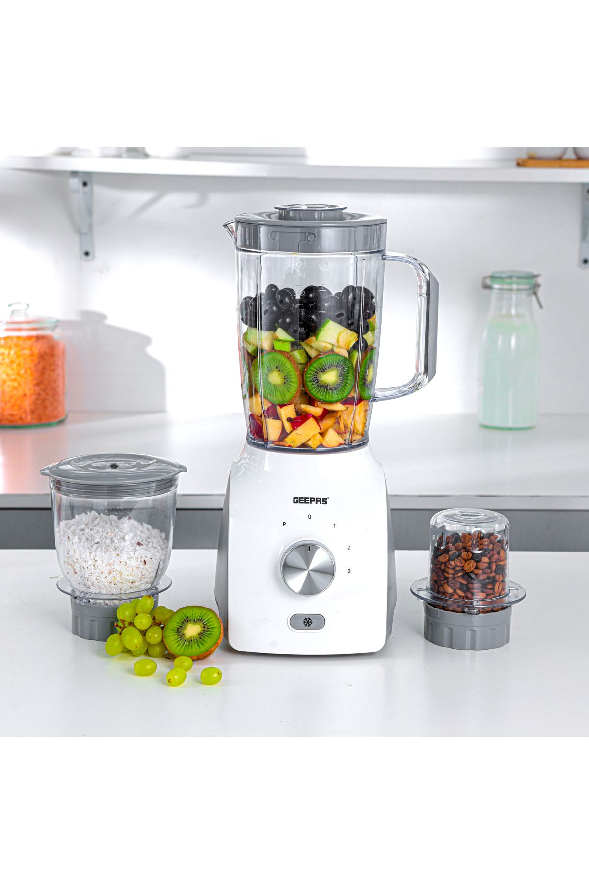 Geepas-3In1 Blender With Stainless Steel Blades, Turbo Button For Ice Crushing, 3Speed With Pulse Function 5