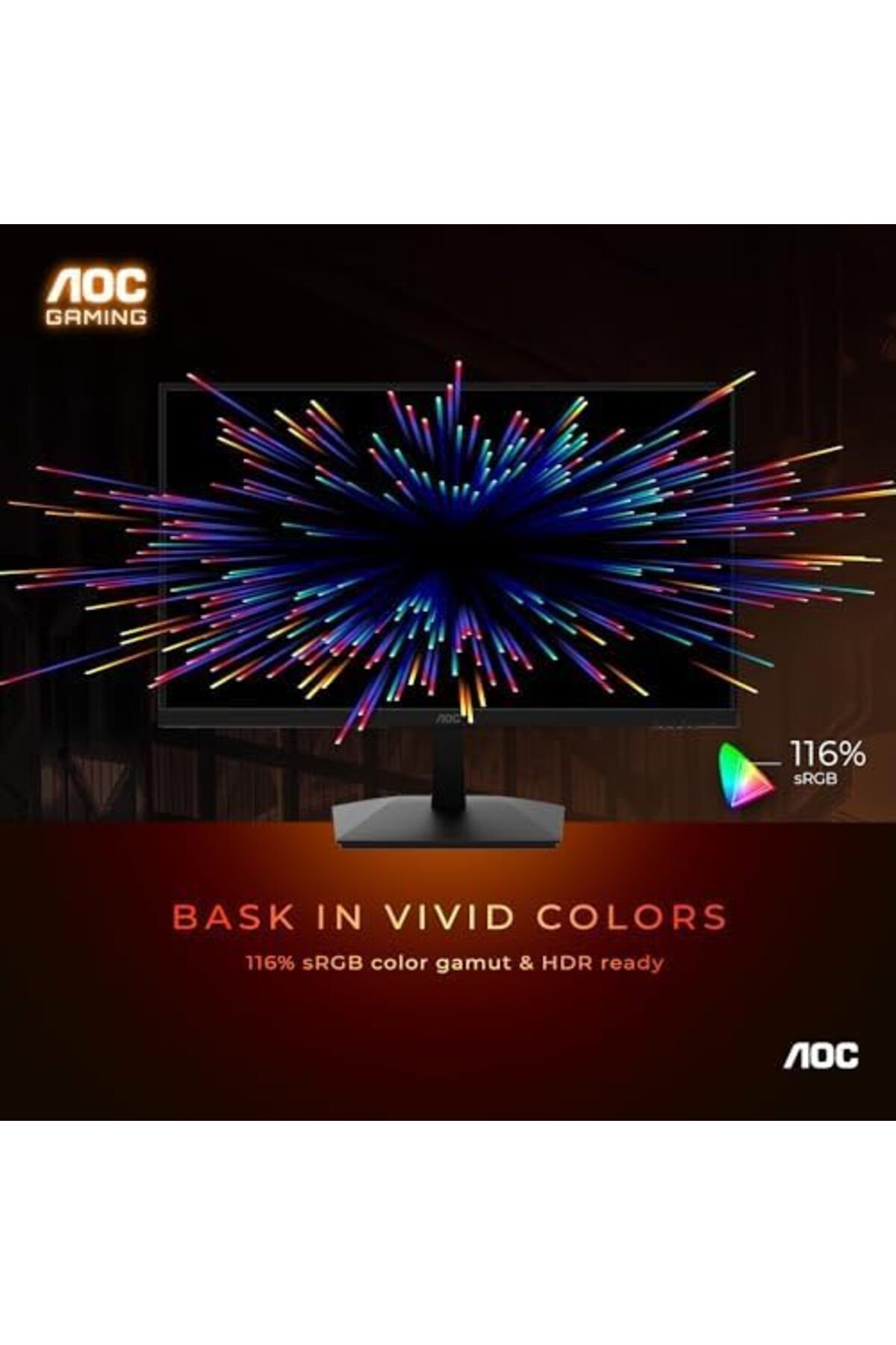 Aoc-24G15N 24" Gaming Monitor, Full HD 1920x1080, 180Hz 1ms, Black 3