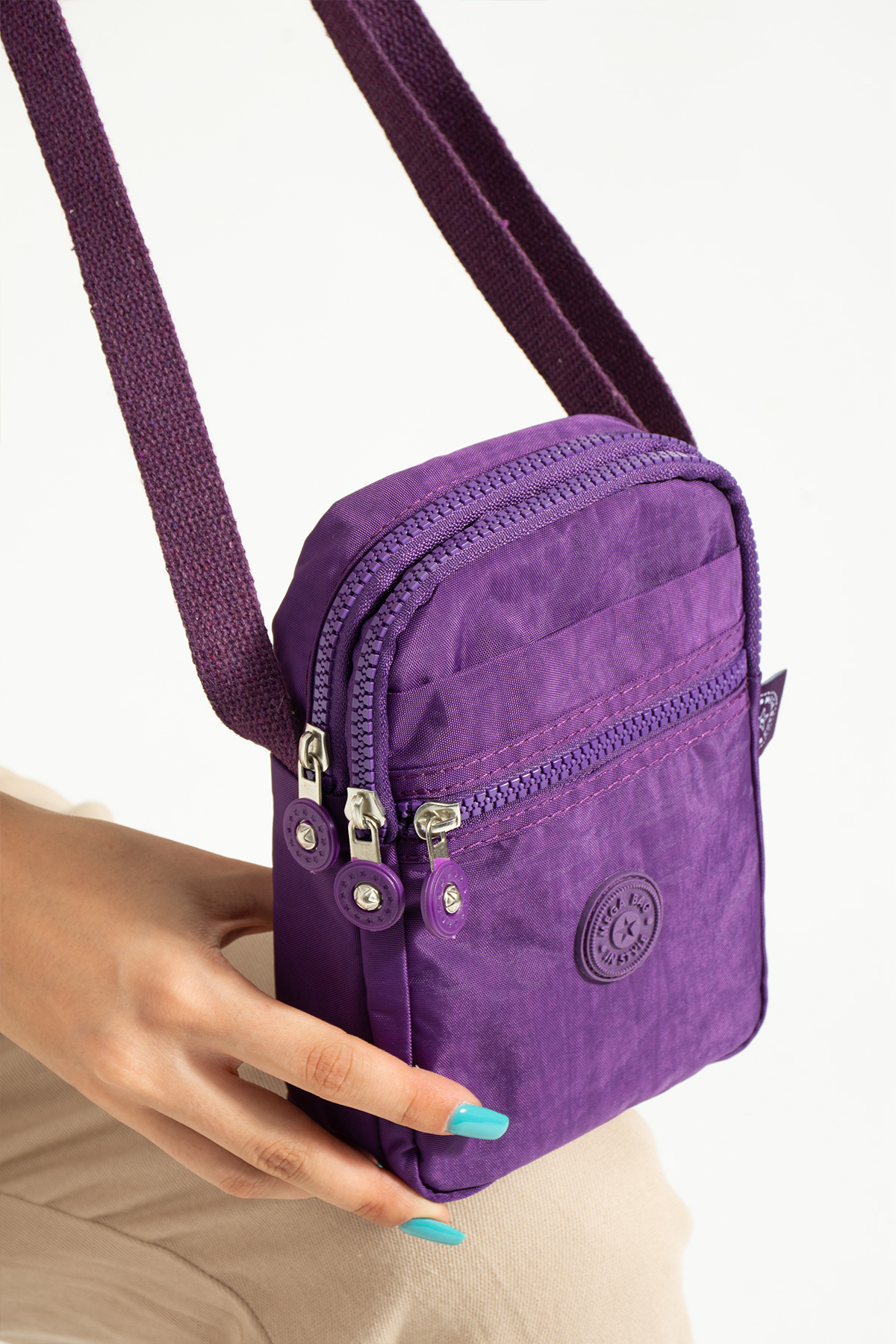 M 227 Mega Bag Krinkıl Kumaş Unisex Küçük Omuz Çantası, Telefonluk