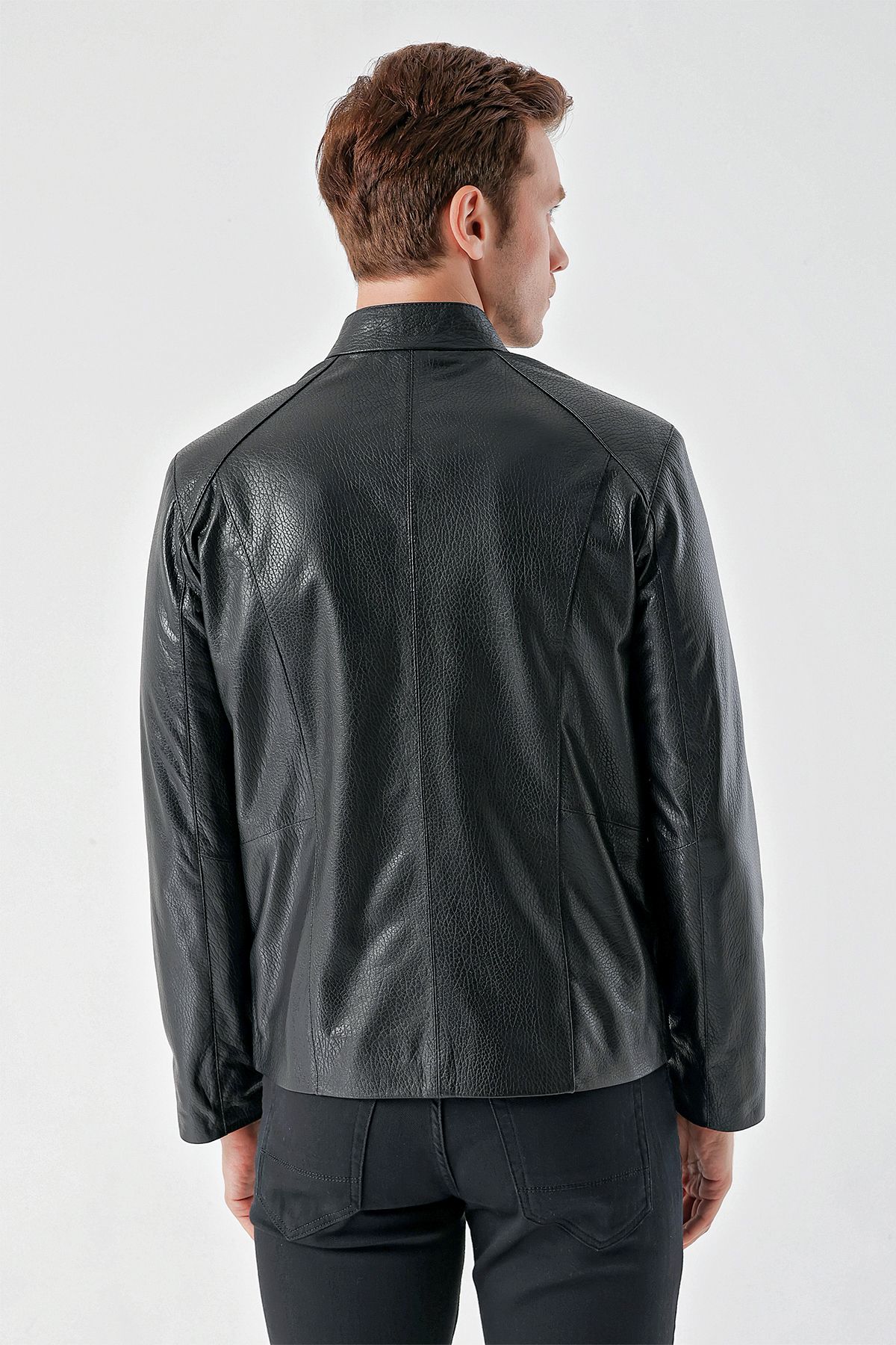 Morven-Men's Black Ibiza Biker Short Leather Coat 7