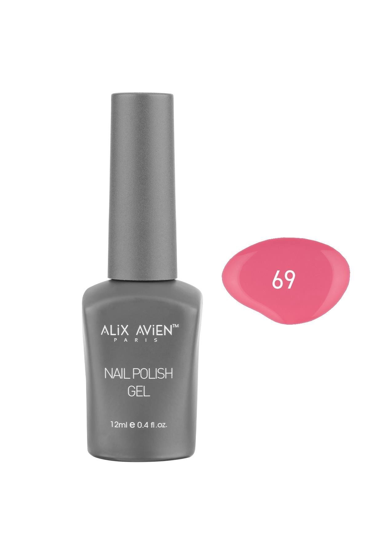 لاک ژل ماندگار ناخن دائمی صورتی بژ تیره 69 12 میل UV GEL POLICE Alix Avien