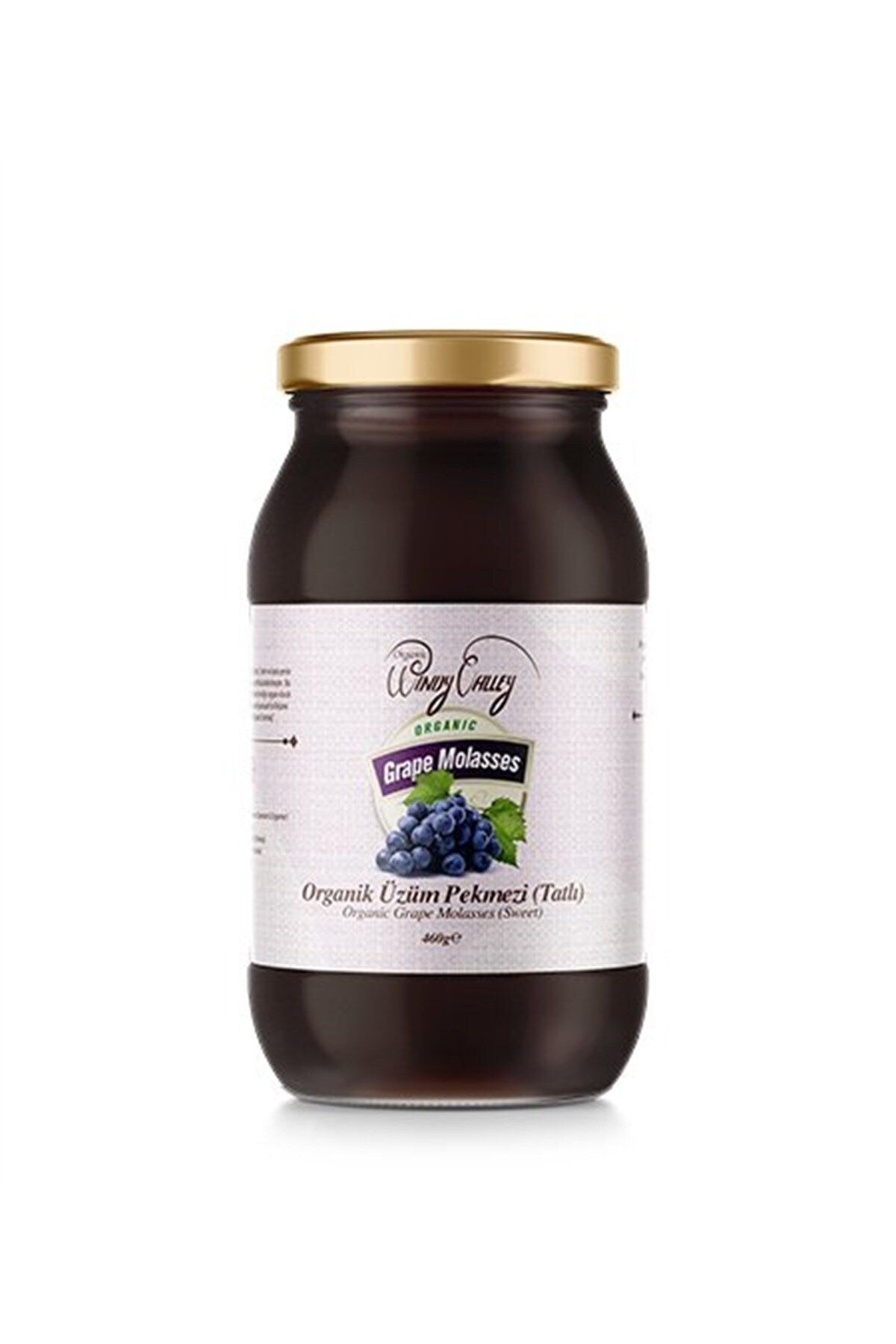 Organic Windy Valley Organik Üzüm Pekmezi Soğuk Sıkım Katkısız Şeker Ilavesiz Ecocert Sertifikalı(460GR)