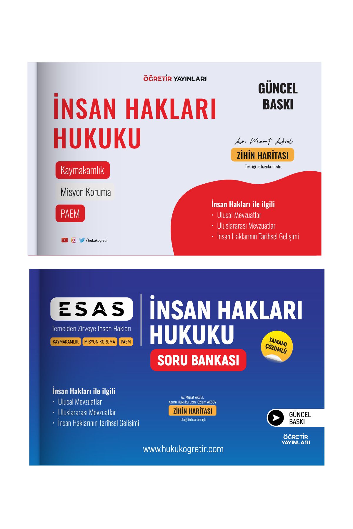 hukuk öğretir İNSAN HAKLARI HUKUKU KONU ANLATIMI + SORU BANKASI 2 Lİ KİTAP SETİ PAEM - MİSYON - KAYMAKAMLIK