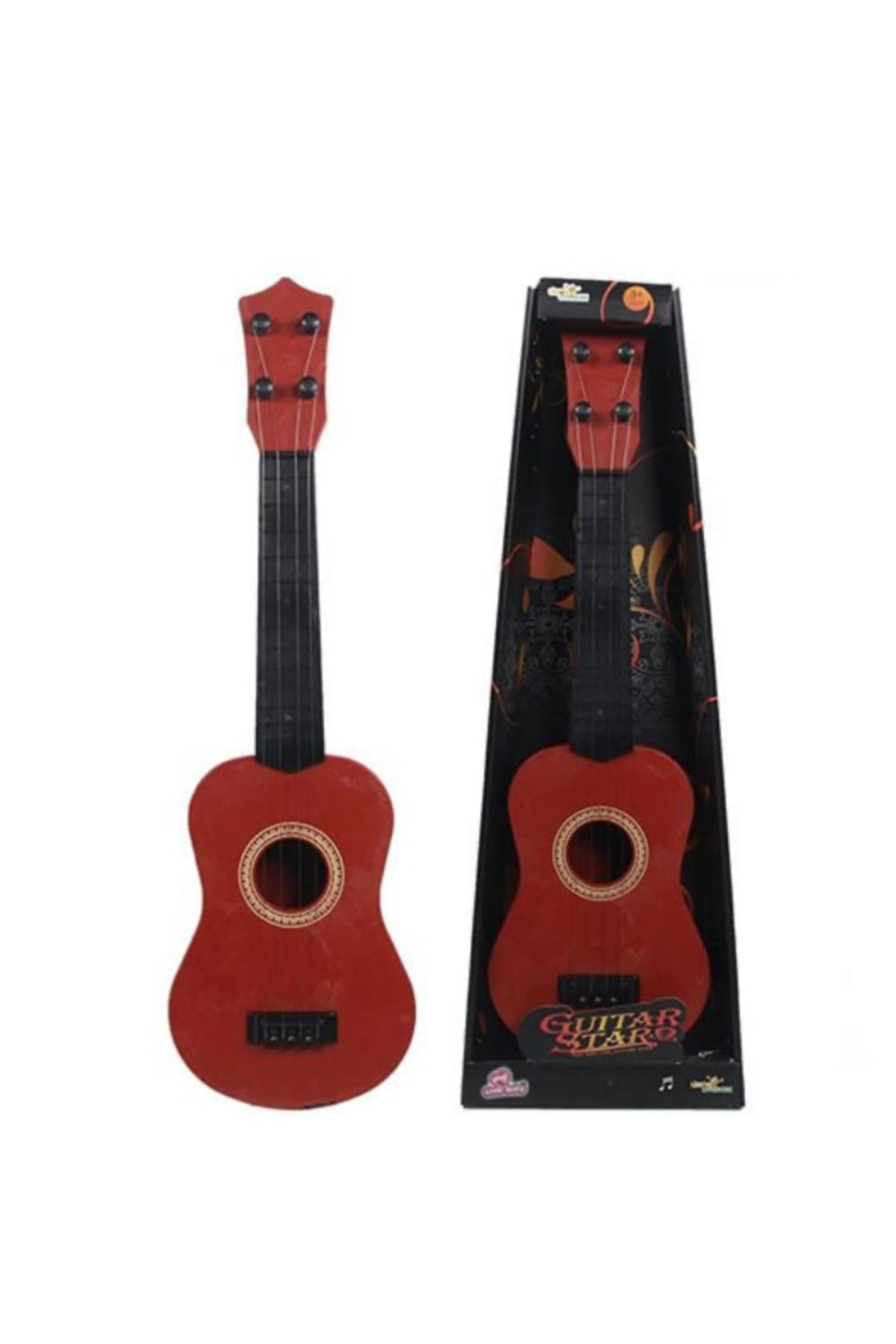 abnturk Klasik Ahşap Görünümlü 60 Cm Telli Oyuncak Gitar