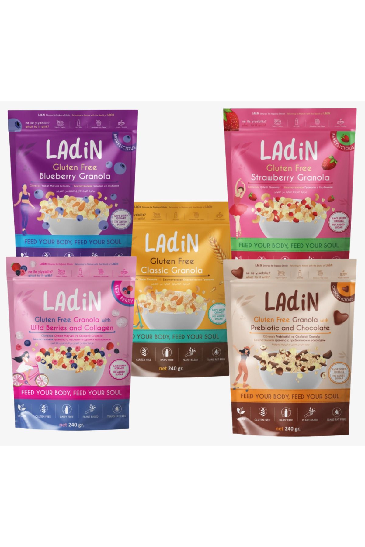 Ladin Organics LAdin Glütensiz Granola Tanışma Seti(240 gr*5)