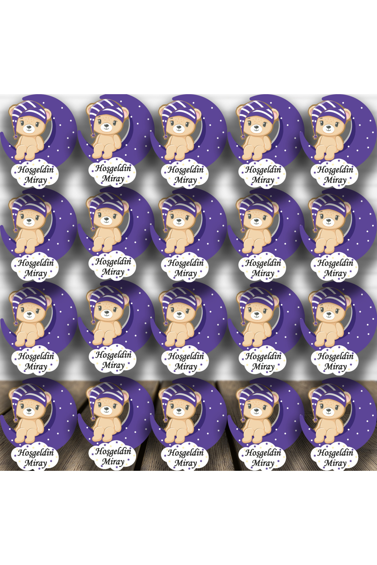 HET Concept 20 Adet Kişiye Özel Magnet Ay Üstünde Oturan Kız Ayıcık Bebek Hediyelik, Doğum Günü Magneti fotoğrafı 2 (önizleme)