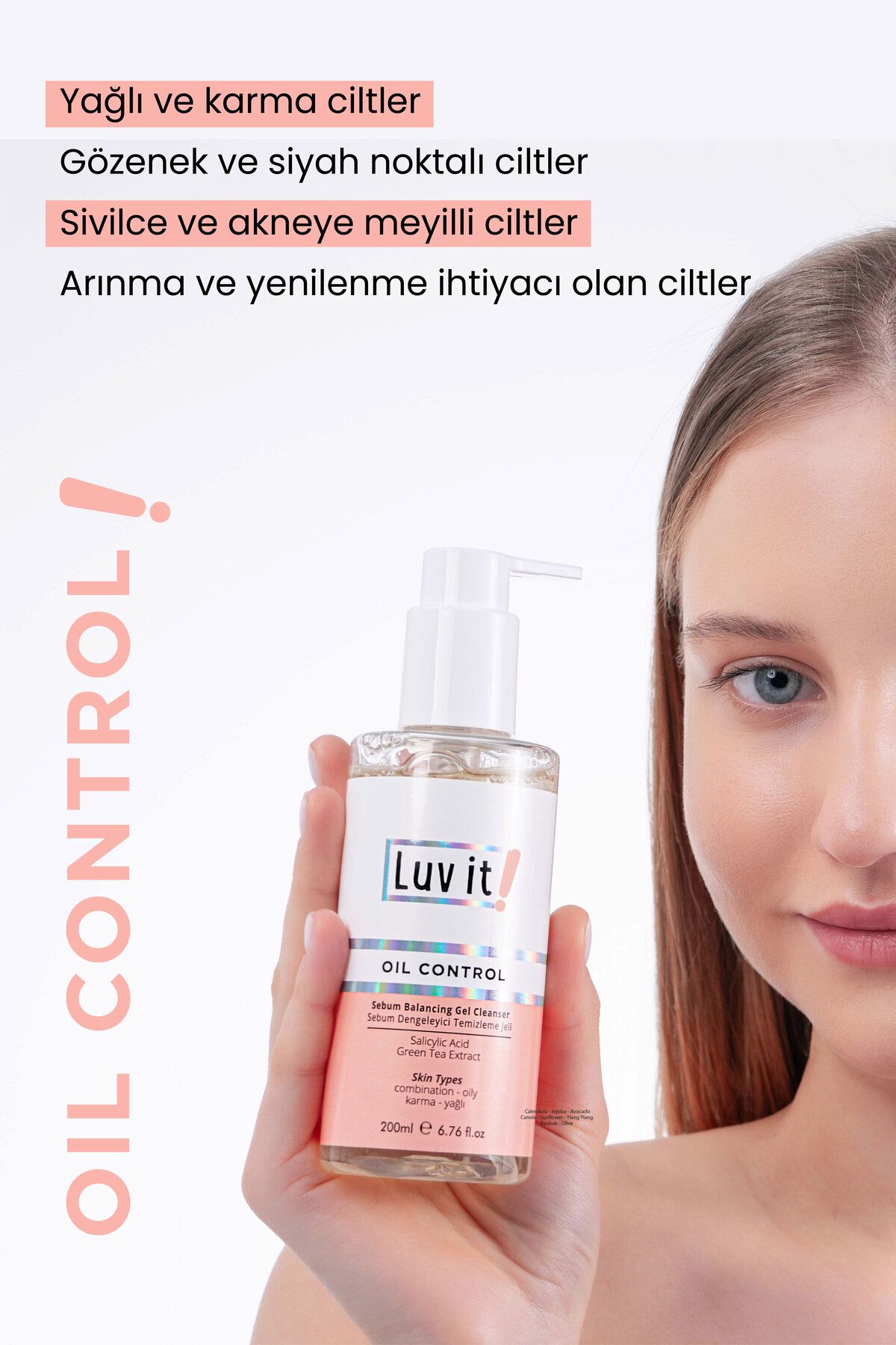 پاک کننده صورت SEBUM متعادل تمیز پوست چربی مخلوط 200 میل Luv it!
