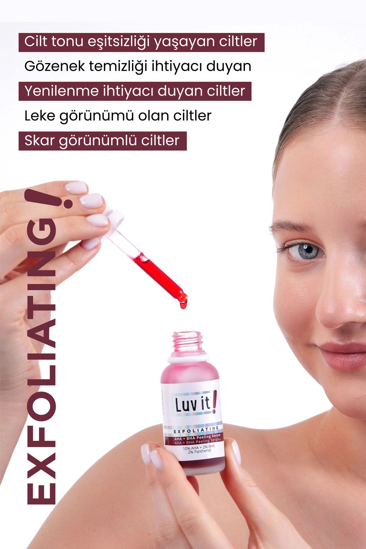سرم پوست احیا کننده و تساوی دهنده تن AHA BHA لایه برداری 30 میل Luv it!
