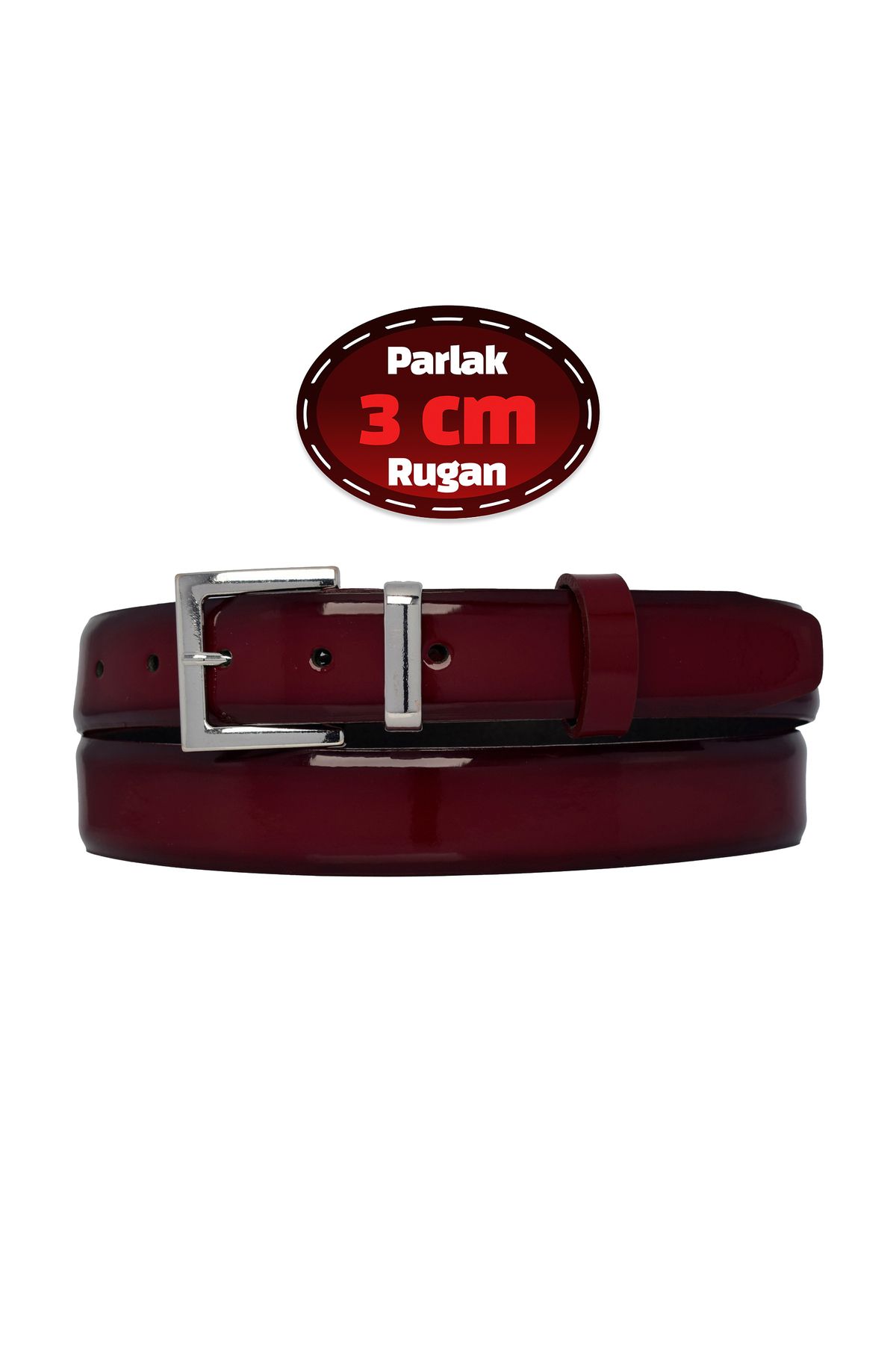 GoDeri-100% Genuine Leather, 3 cm Claret Red Patent Leather Classic Women's Belt, Business, Business Women, Fabric, Suit Belt-R48 1