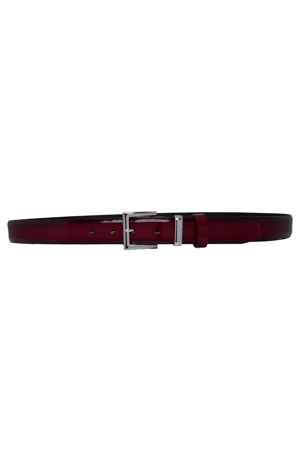 GoDeri-100% Genuine Leather, 3 cm Claret Red Patent Leather Classic Women's Belt, Business, Business Women, Fabric, Suit Belt-R48 5