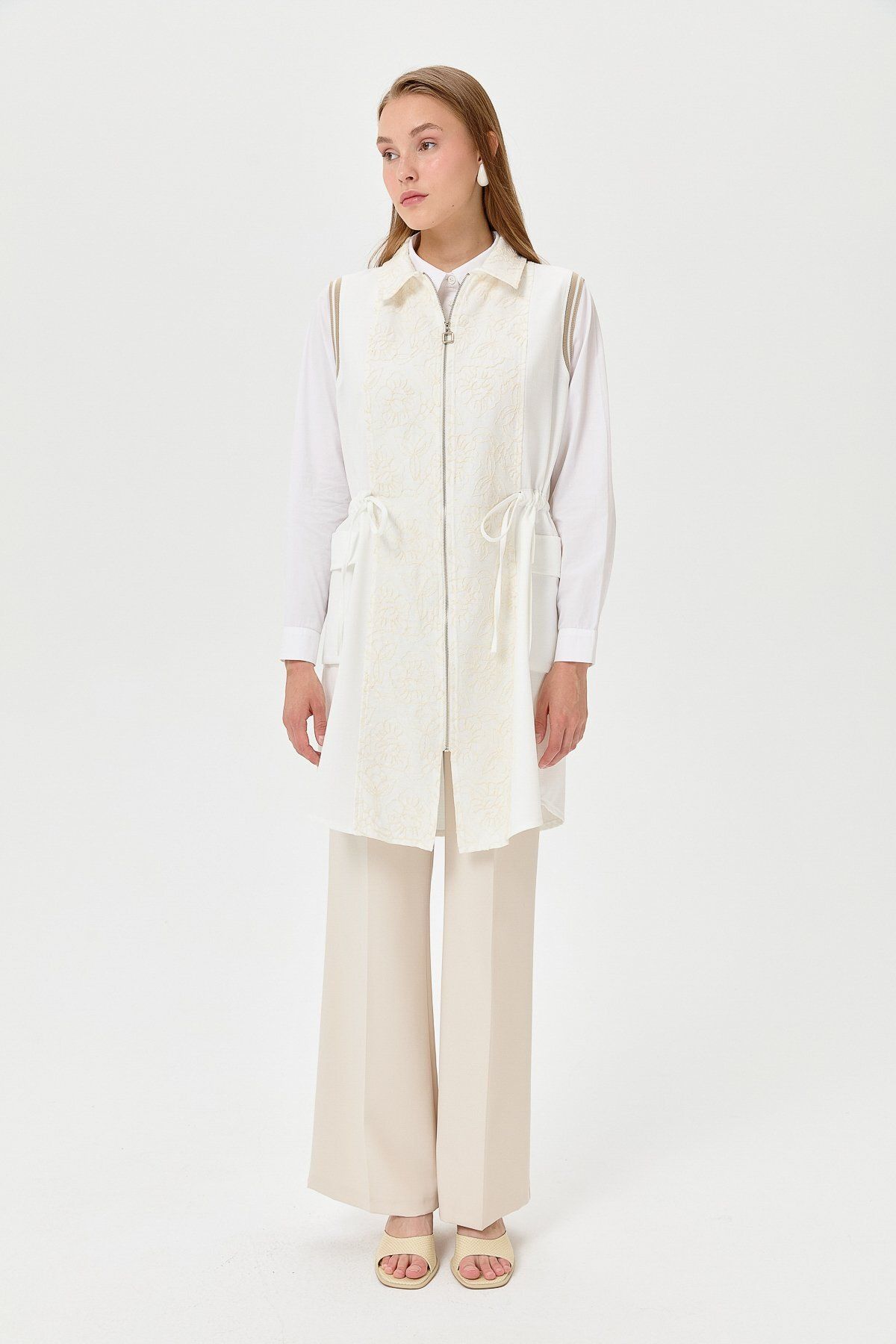 Nihan-Ecru Color Comfortable Vest 5