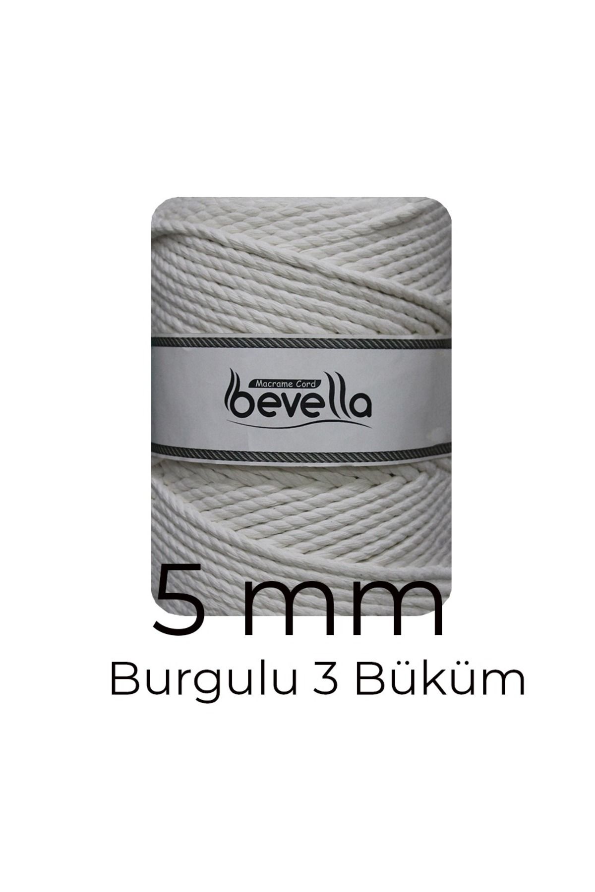 Bevella Macrame Cord-Ecru Twisted 5 mm 3 Twist 1 kg Macrame Lanyard Swing Hammock Lanyard 1