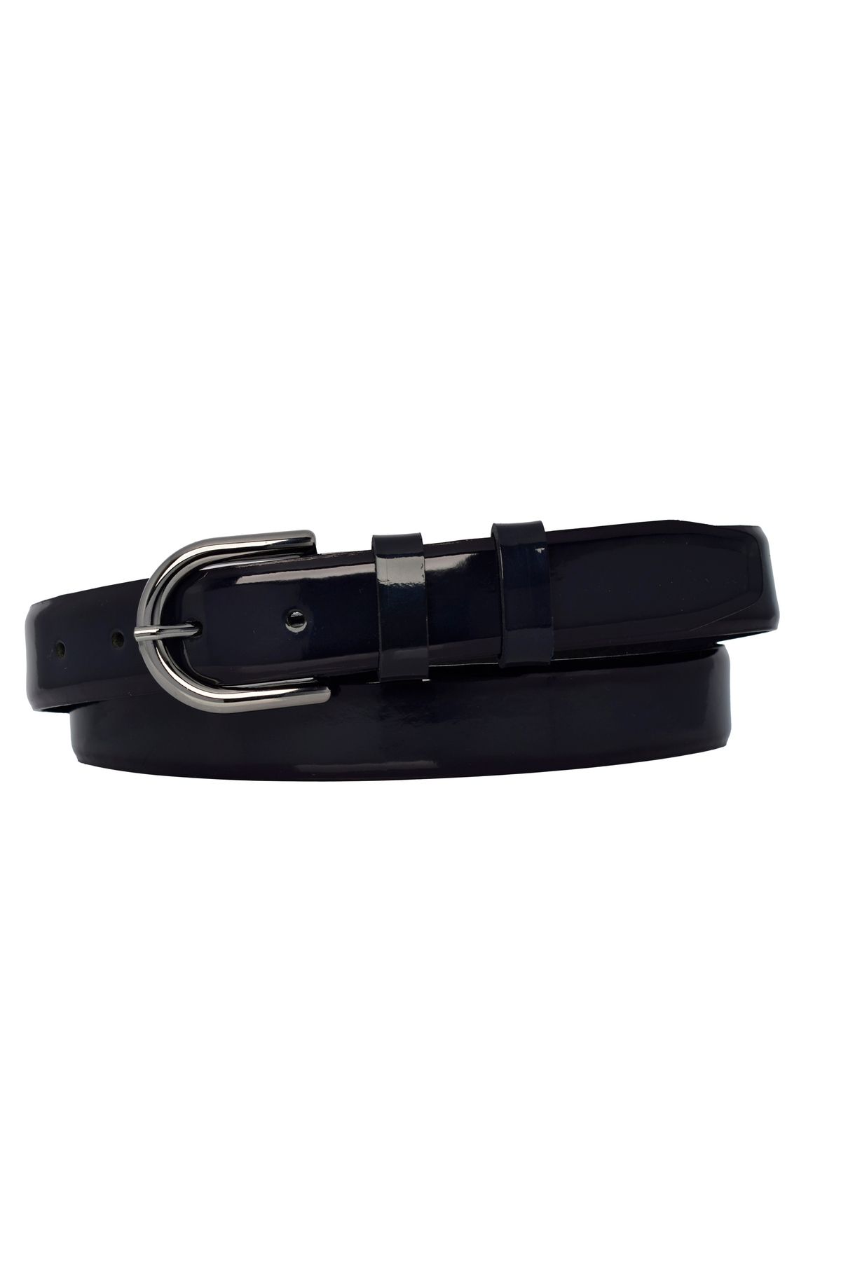 GoDeri-100% Genuine Leather, 3 cm Navy Blue Patent Leather Classic Women's Belt, Business, Fabric, Suit Belt-R21 5