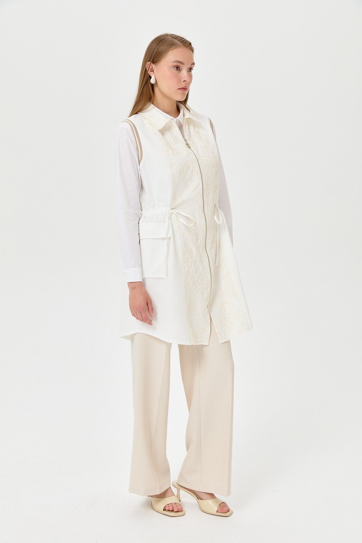 Nihan-Ecru Color Comfortable Vest 7