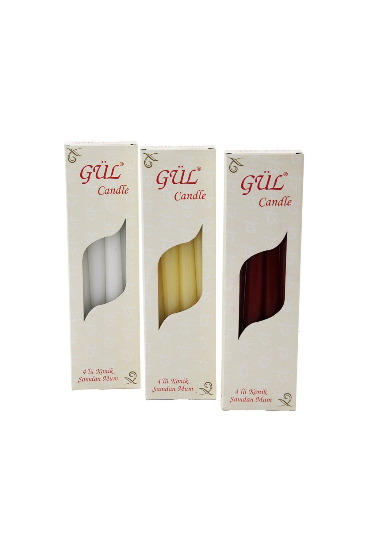ALHAY 4PCS KONİK ŞAMDAN - DÜZ MUM BEYAZ - RENKLİ 2X25CM (4401)