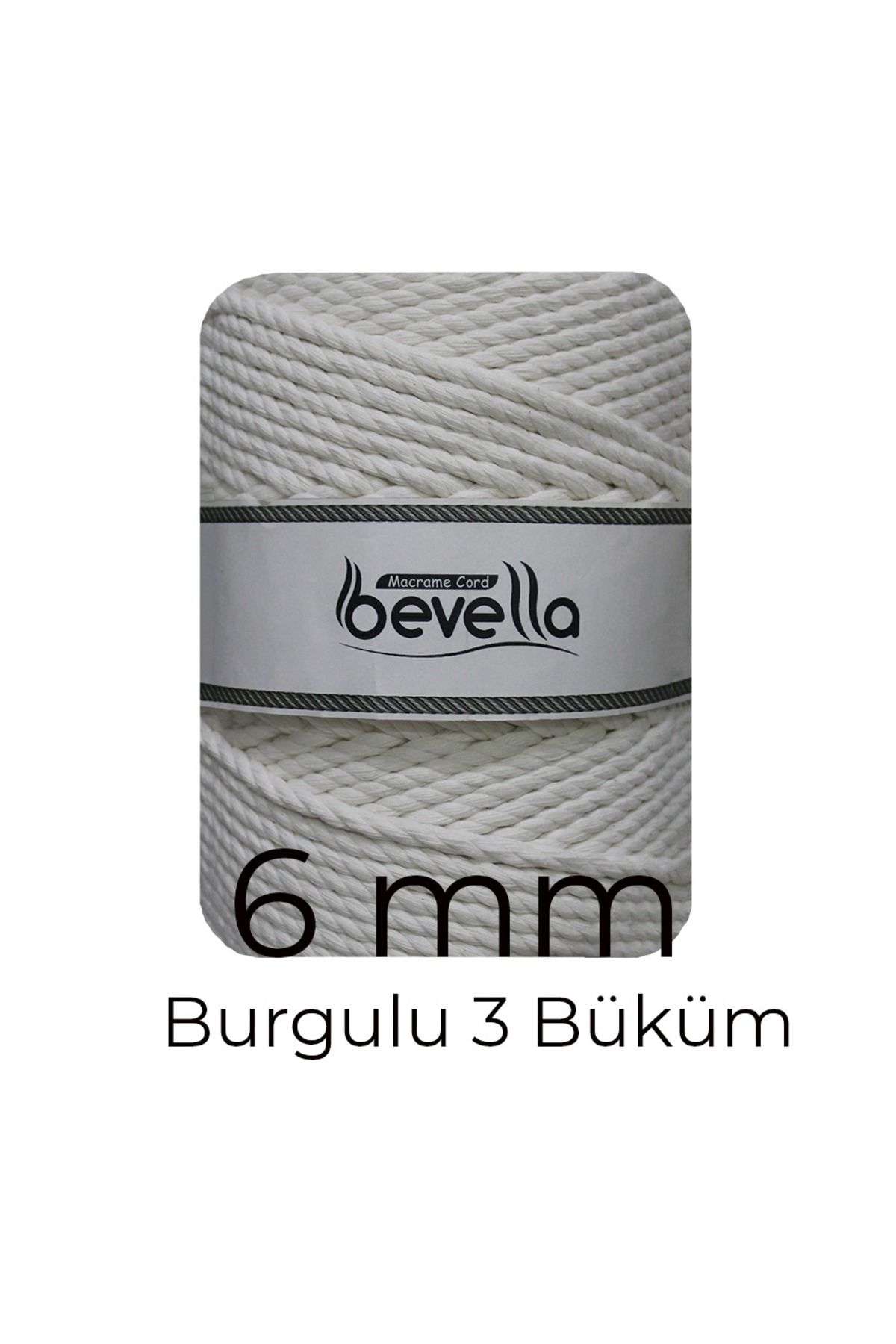 Bevella Macrame Cord-6 mm Macrame Lanyard - 3 Twist, 10 Meters Twisted 1