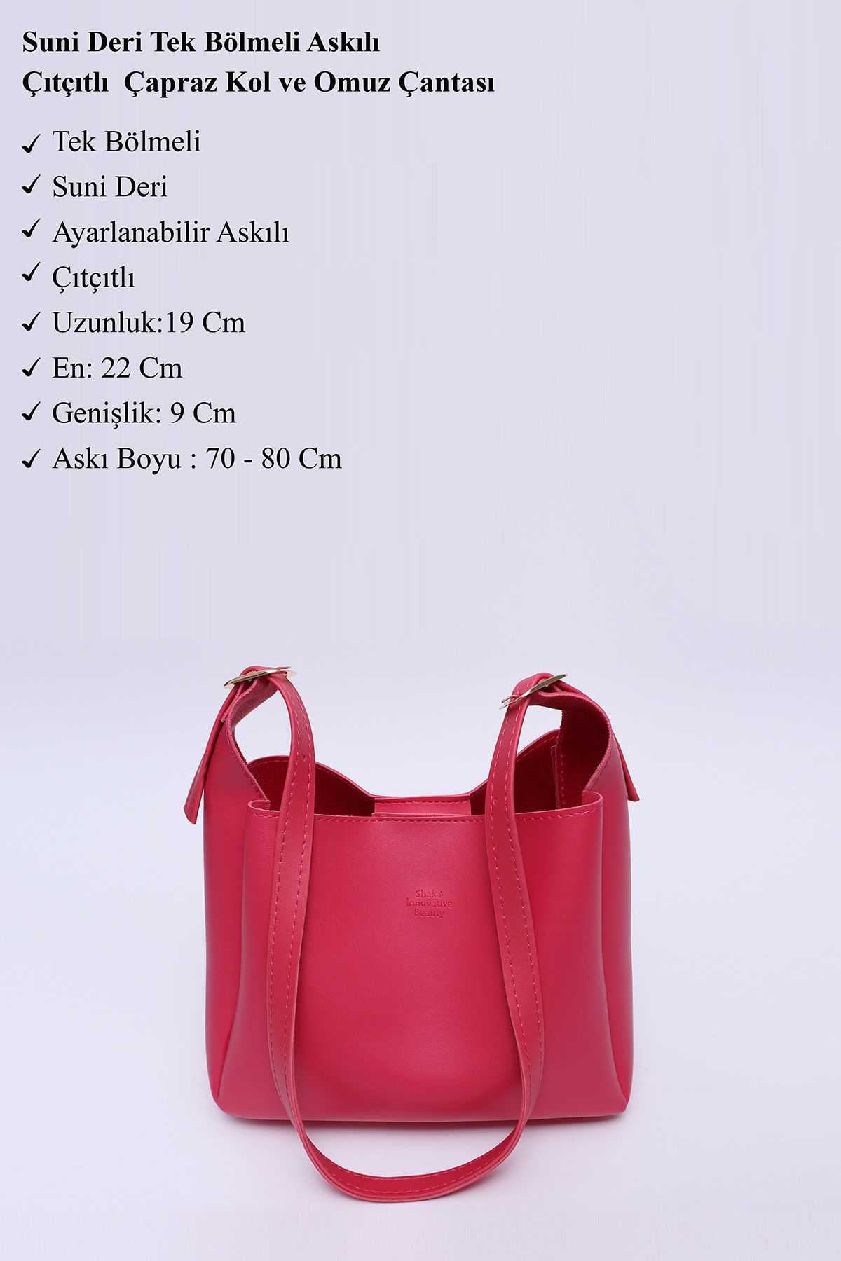 SHAKA-Fuchsia Shk158 - Geantă de umăr și crossbody cu curea din piele artificială L: 19-22 L: 9 cm 3