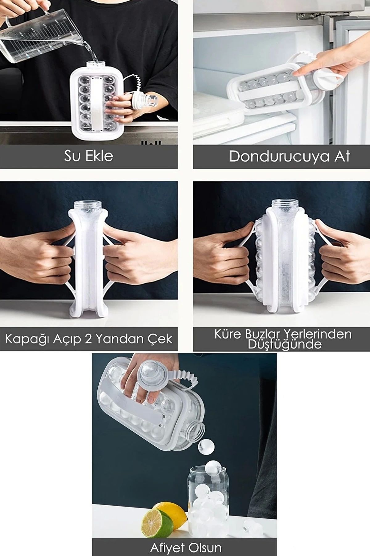 Tilbe Home-Folding Ice Cube Mold and Beverage Bottle Practical Portable Ice Cube Mold Maker Water Bottle Ice Box 4