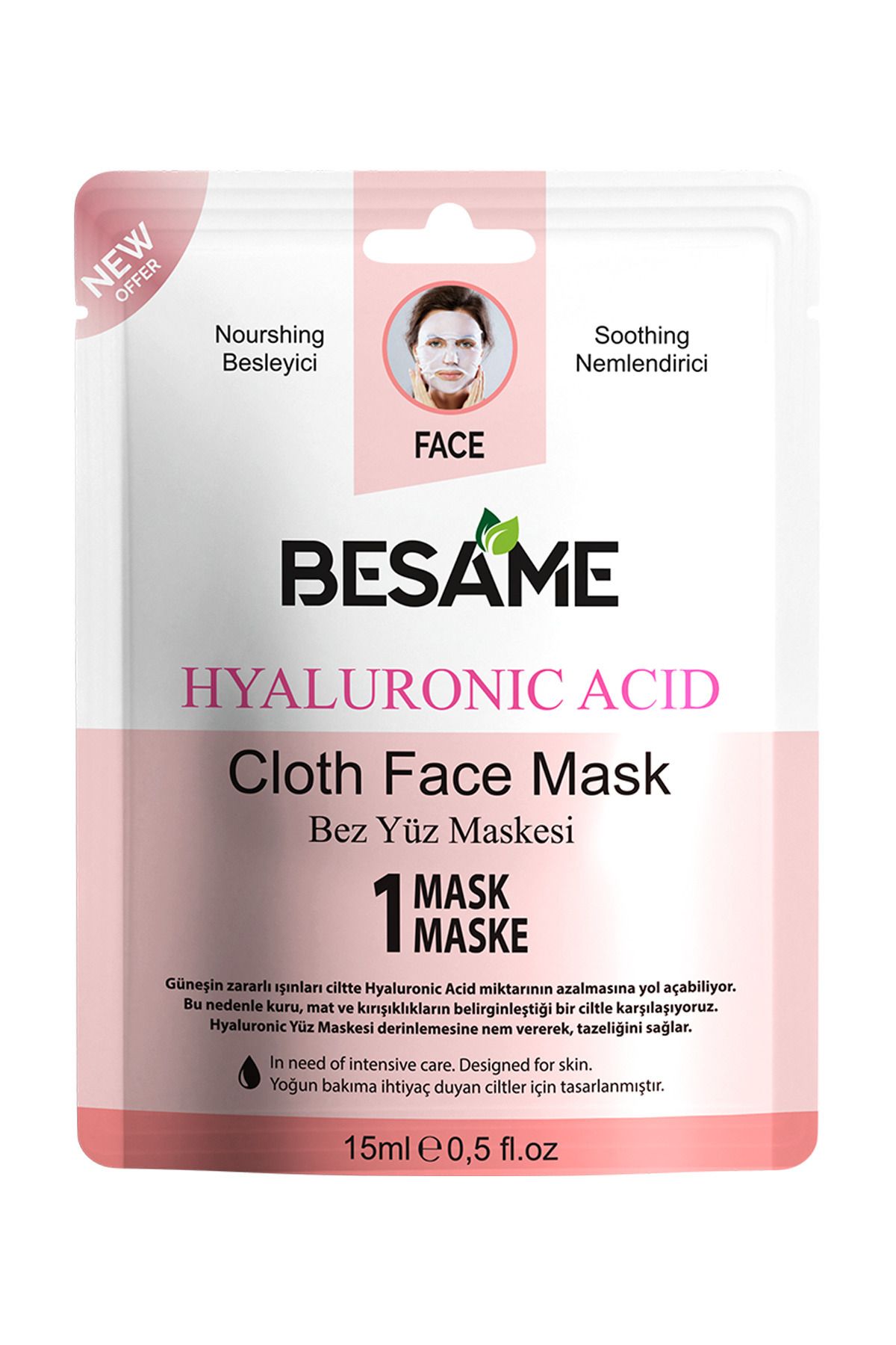 Besame Hyaluronik Asit Provitamin B5 Nem Bombası Kağıt Yüz Maskesi 15 ml