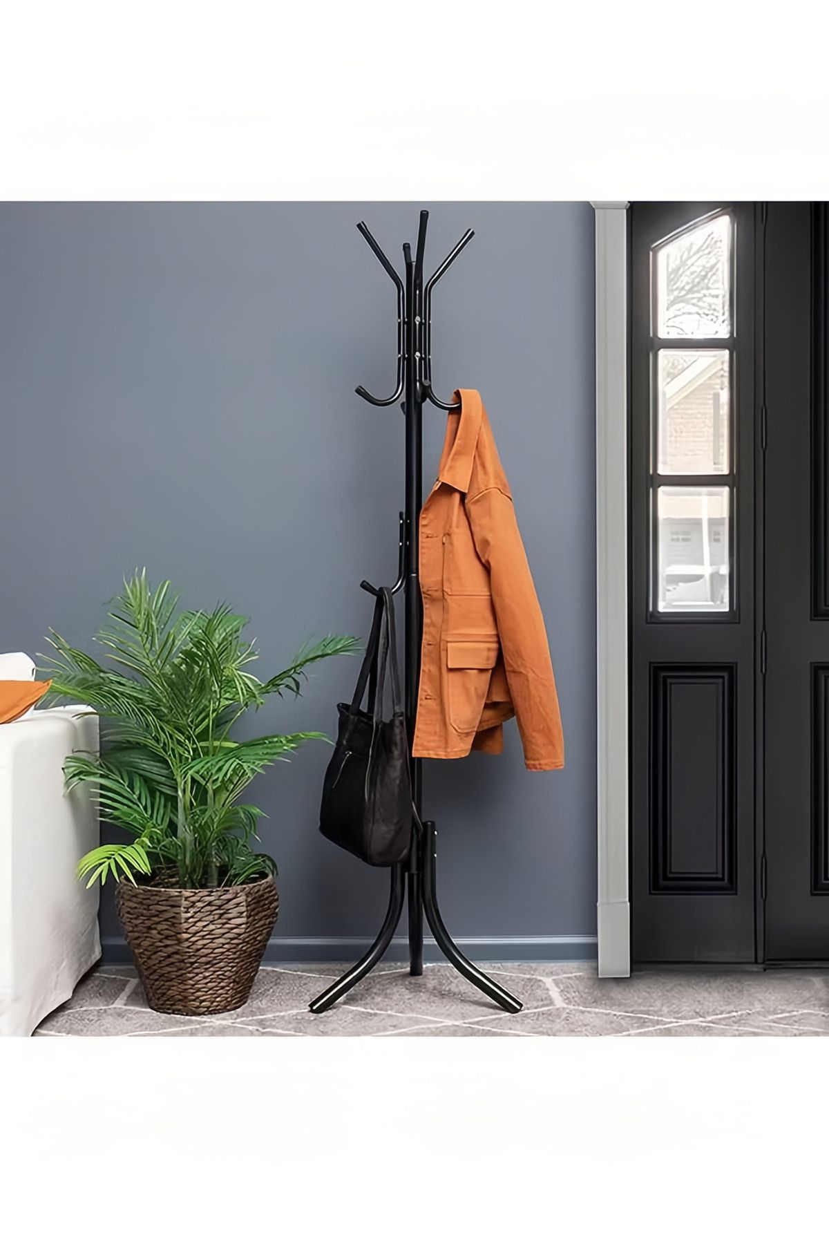 COOYA-Standing Metal Coat Rack Hat Hanger 11 Hook for Jacket,Purse,Scarf Rack,Easy to Assemble,Black 6