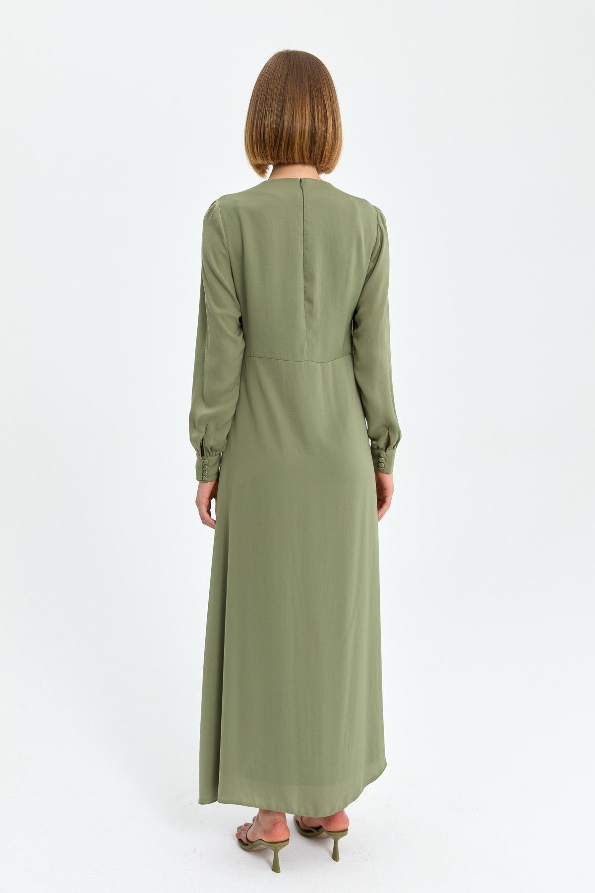 Nihan-Khaki Belt Detailed Dress 7