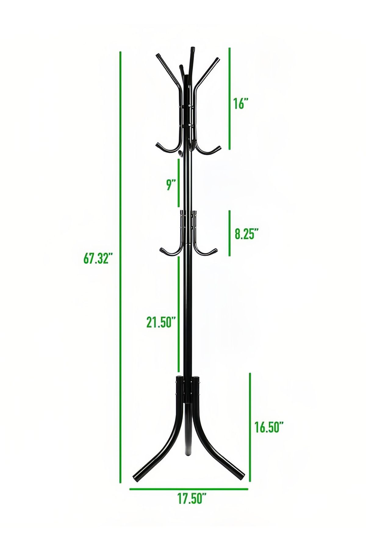 COOYA-Standing Metal Coat Rack Hat Hanger 11 Hook for Jacket,Purse,Scarf Rack,Easy to Assemble,Black 4