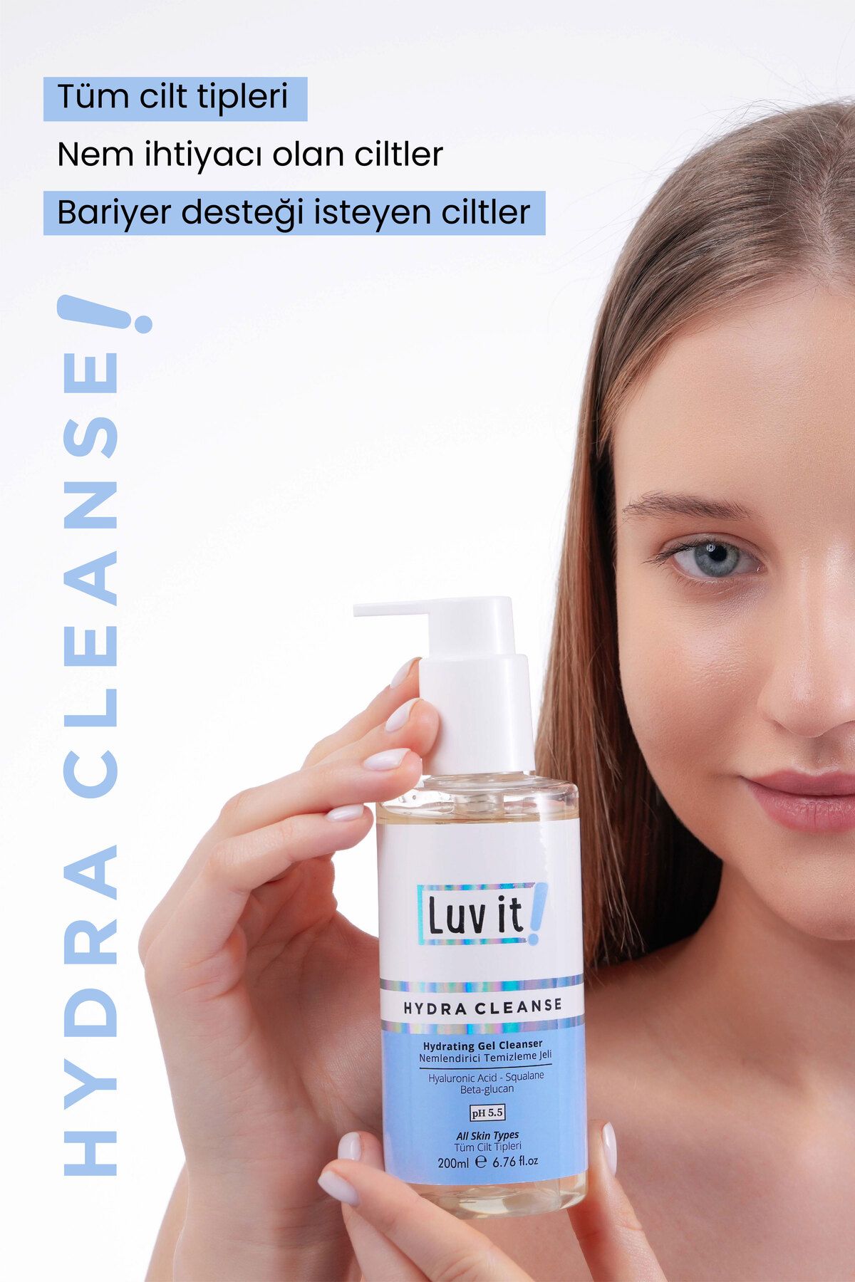 پاک کننده صورت مرطوب کردن ژل تمیز موثر پوست خشک و 200 میل Luv it!