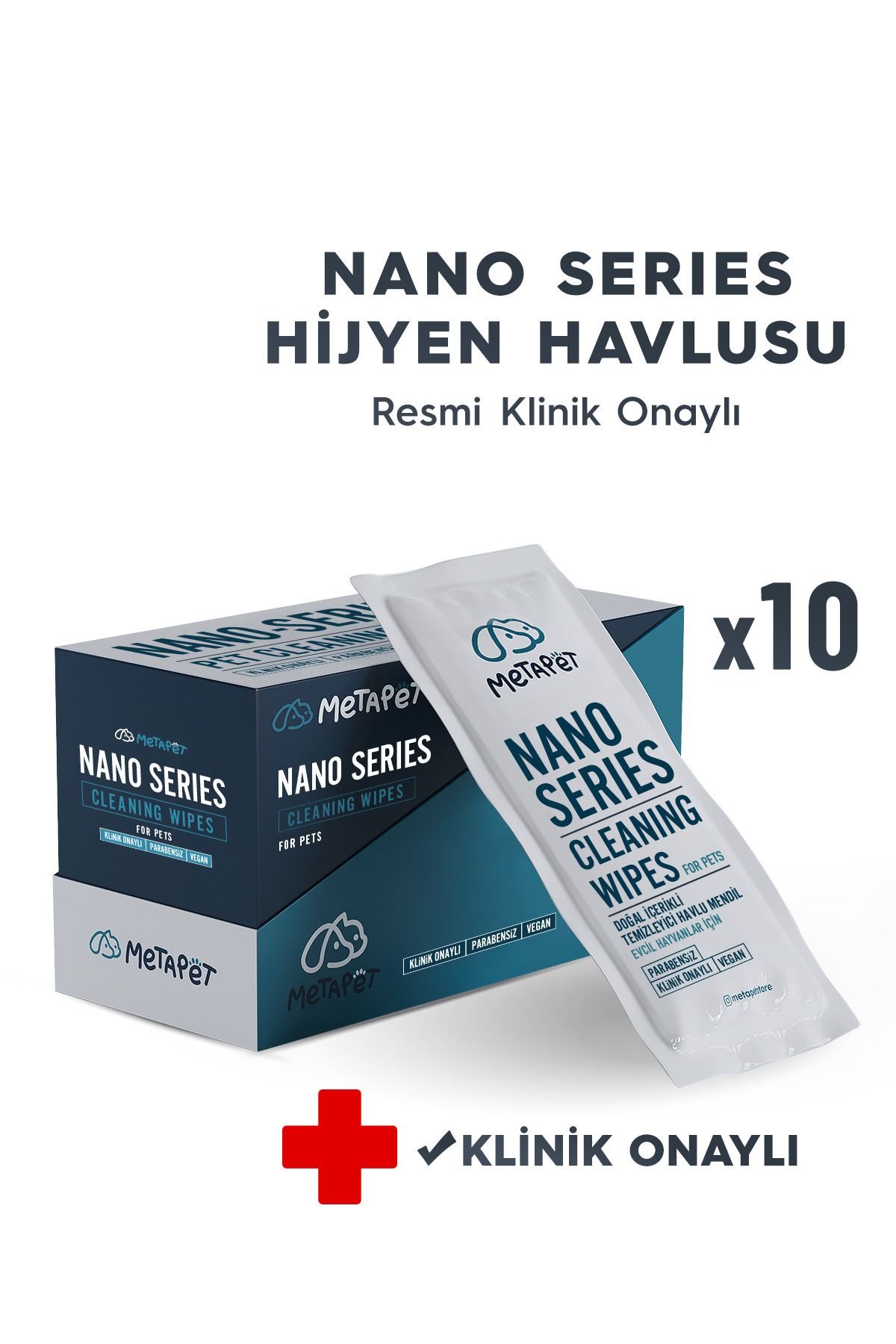 Metapet Nano Series Büyük Bakım Havlusu, Kedi Köpek Göz Kulak Ağız Temizleme, 10 Adet