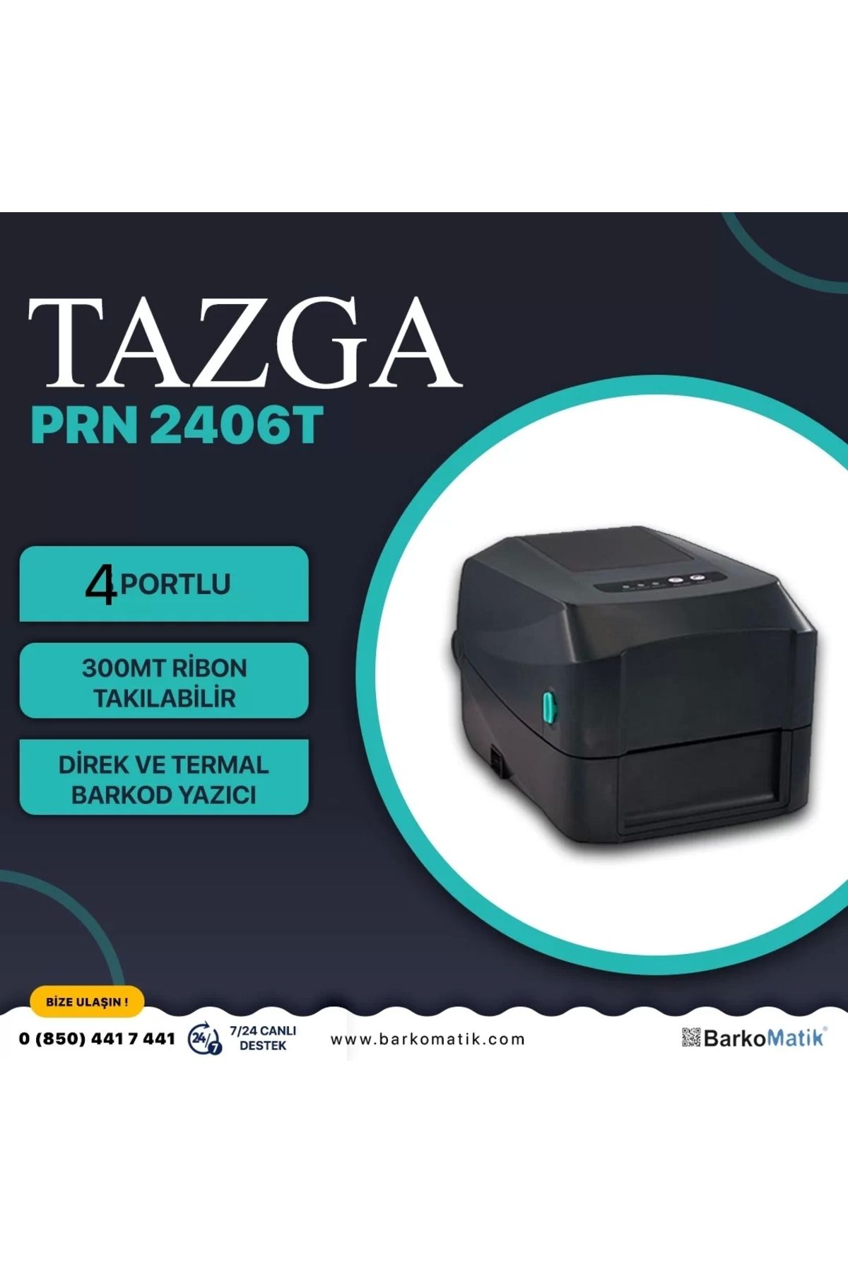 TAZGA Prn 2406t Usb/eth/seri Tt Barkod Yazıcı 4 Portlu