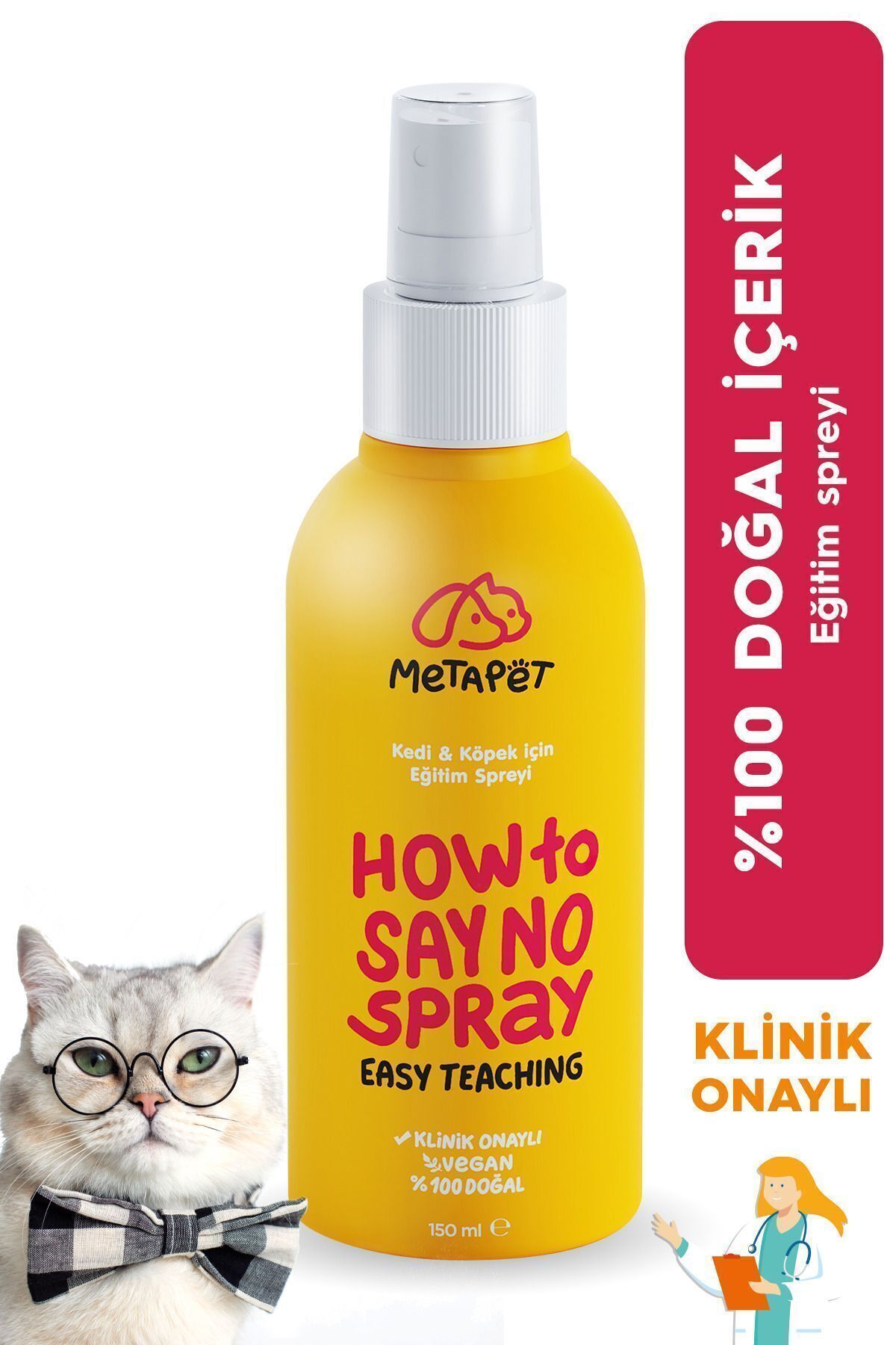 Metapet Doğal Kedi Uzaklaştırıcı Sprey, Kedi Çiş Pedi Ve Tuvalet Eğitimi, Caydırıcı Ve Kovucu, 150 ml