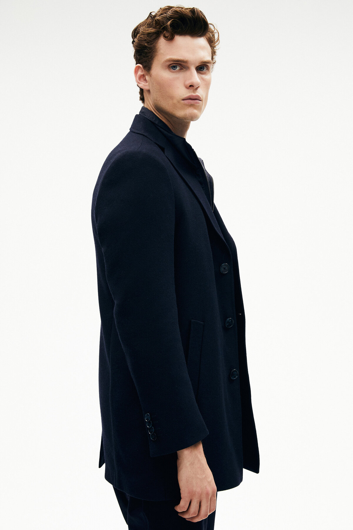 W Collection  LACİVERT FERMUAR DETAYLI PALTO - Görsel 3