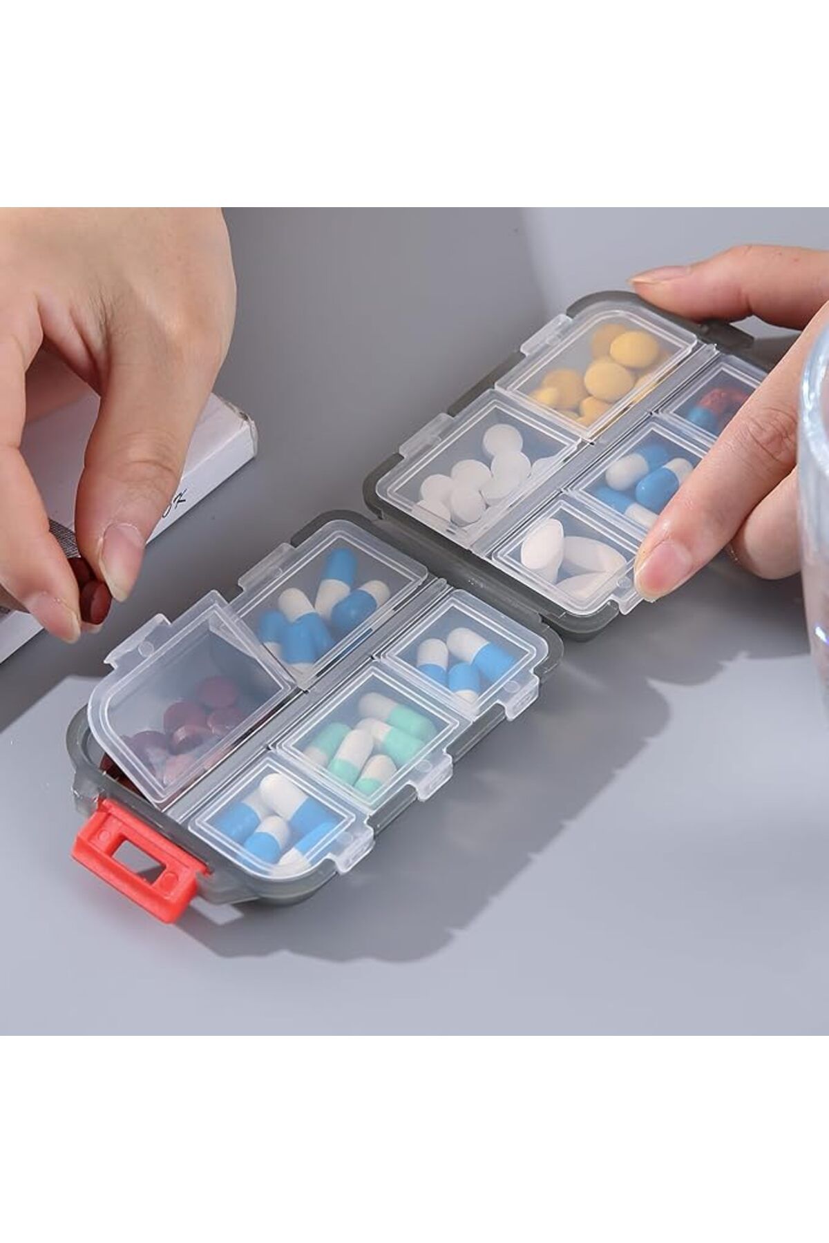 Arabest-10 Compartments Travel Pill Case, Compact and Portable Pill Box, Perfect for On-The-Go Storage 4
