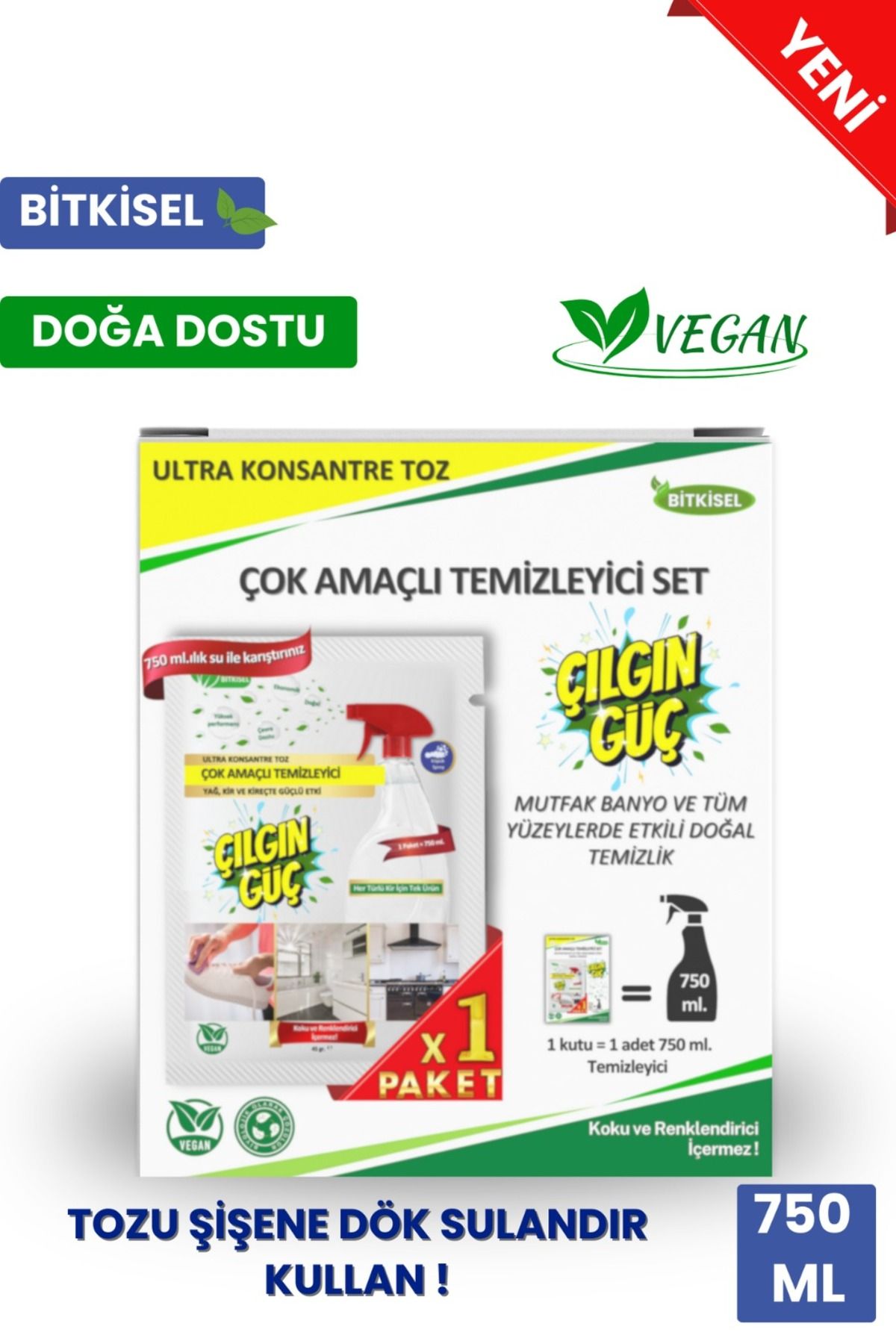 Çılgın Güç BİTKİSEL ÇOK AMAÇLI TEMİZLEYİCİ KONSANTRE TOZ