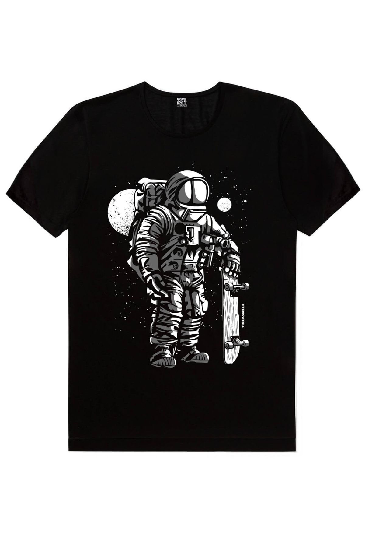 New Shine Kaykaycı Astronot Siyah Kısa Kollu Erkek T-shirt