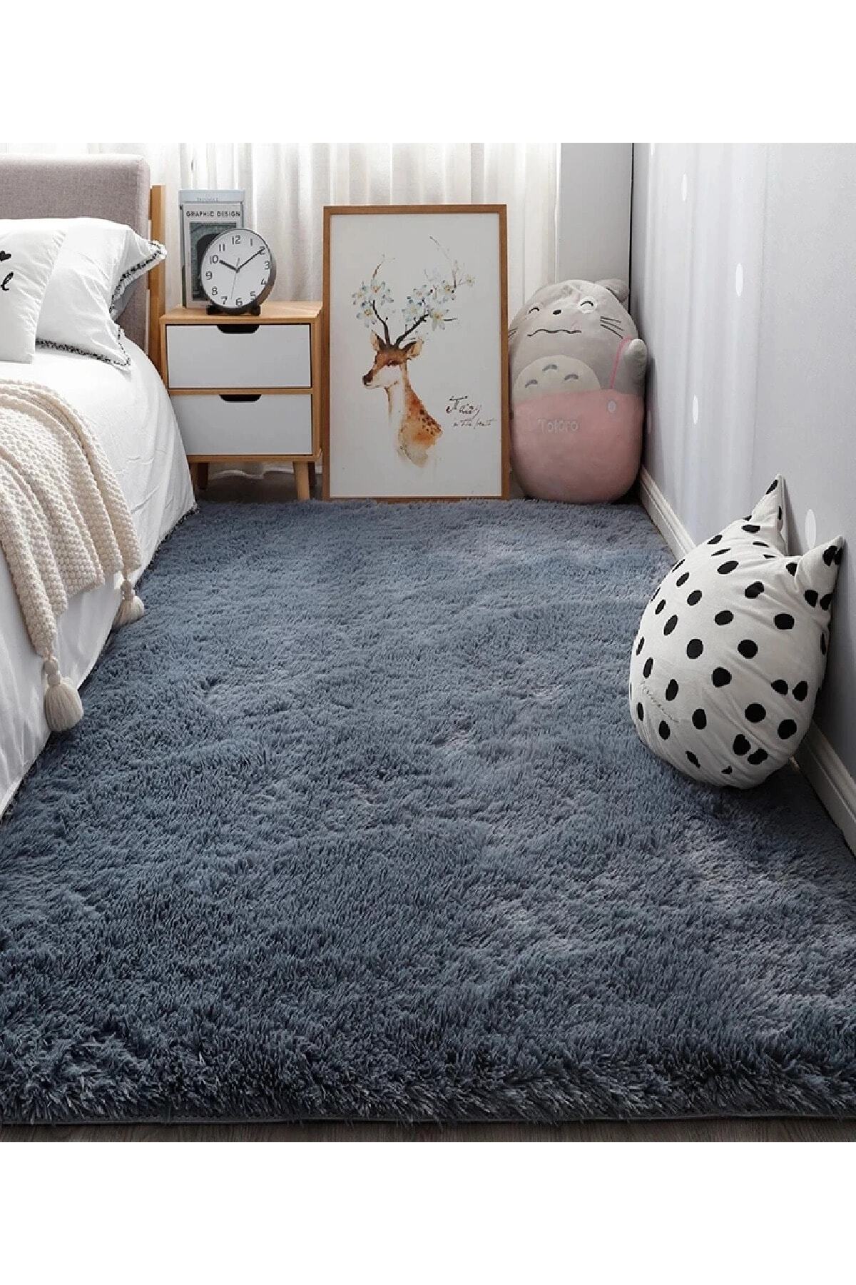 Anthracite Plush Carpet Robot Thick Soft Living Room Post Woven Carpet Suitable for Vacuum Cleaner