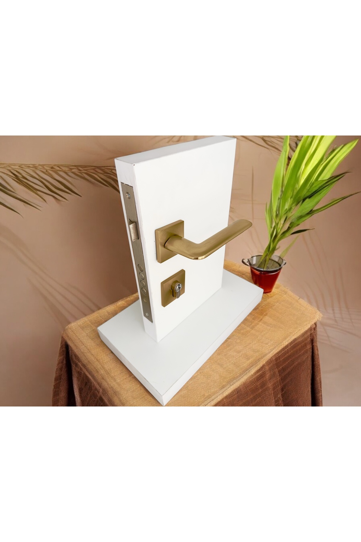 KOLDOOR-Fame Al04 - Matte Scotch Titanium Square Badge with Yale Steel Door Right Press One Side 2