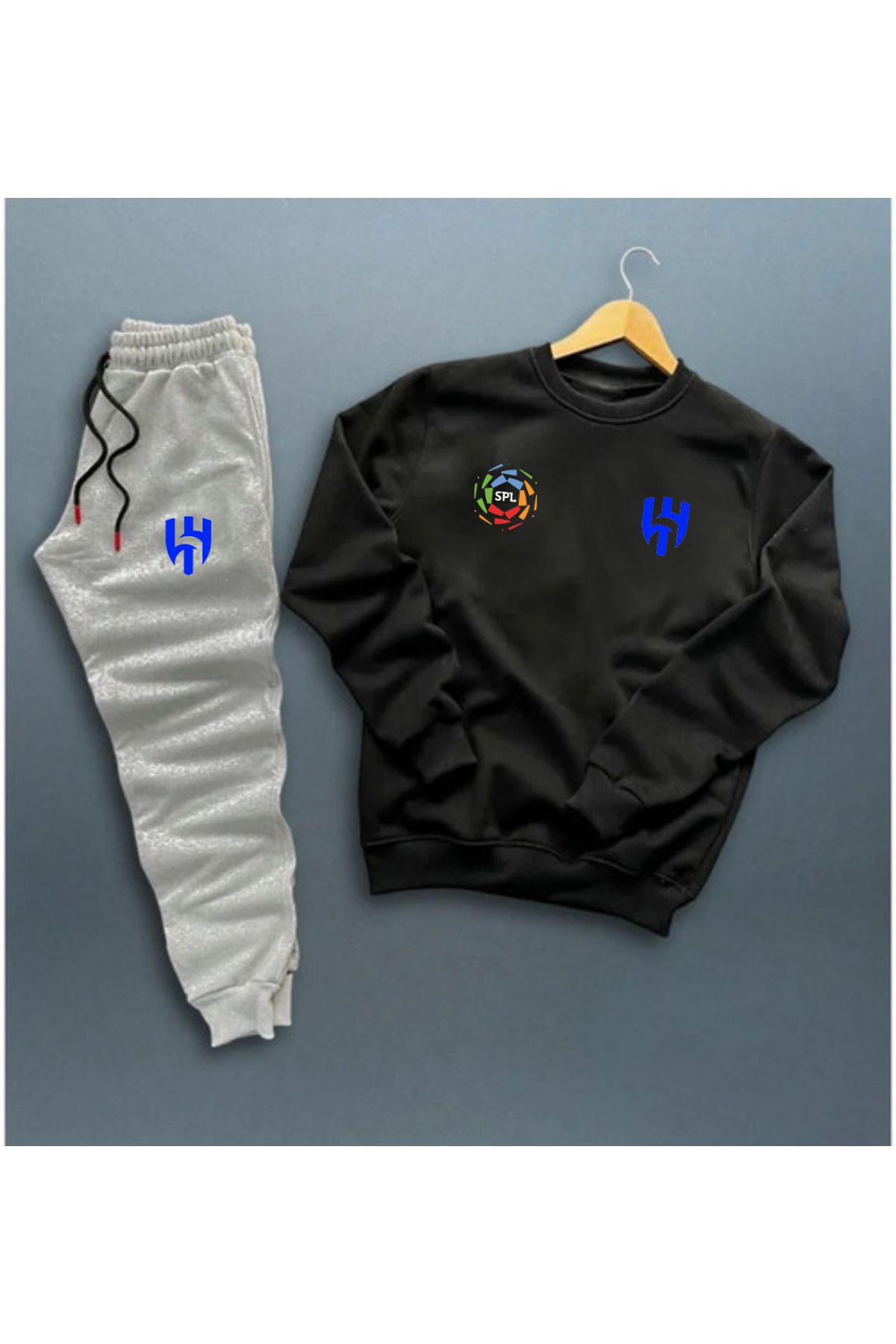 Pisa Art Al-Hilal Suudi Pro Ligi Özel Tasarım Yuvarlak Yaka Sweatshirt-Eşofman Altı Kombini