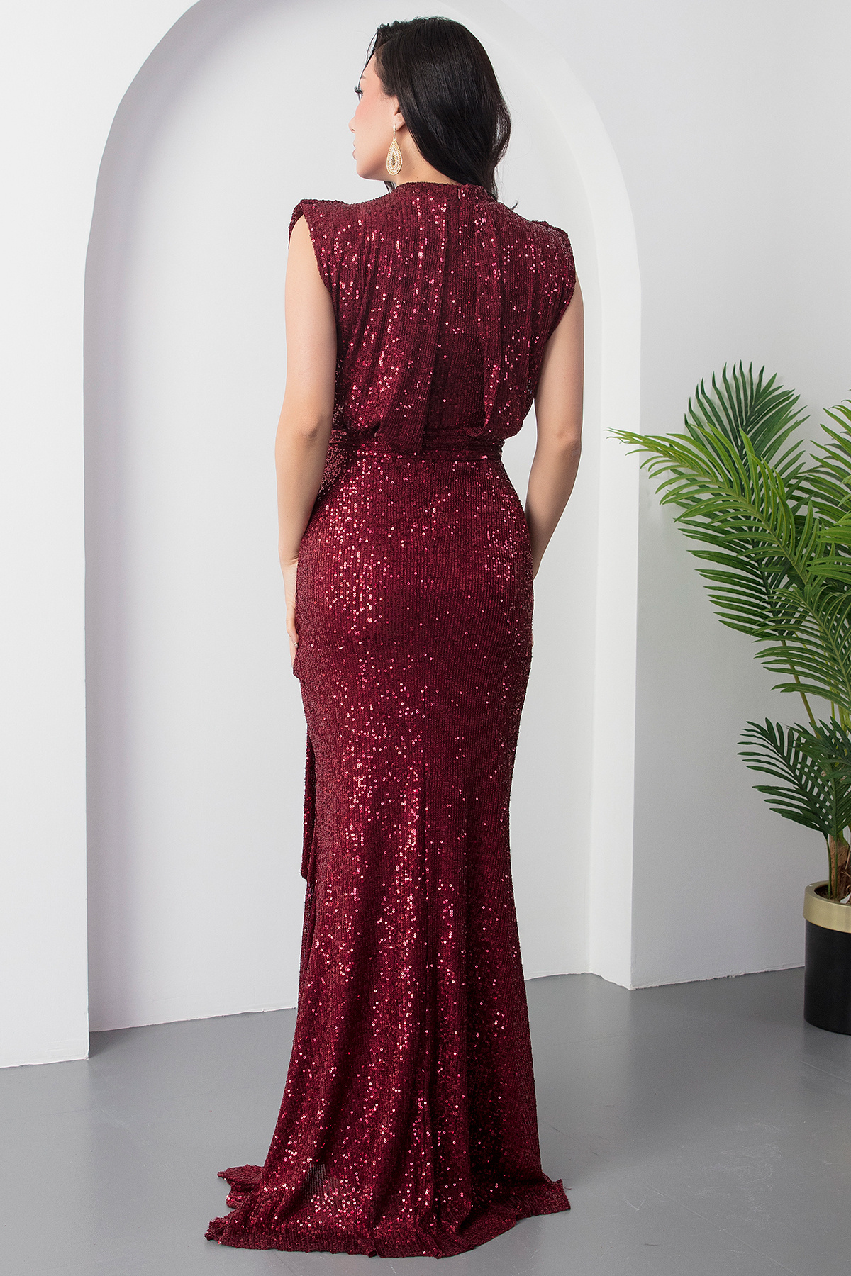 PULLIMM-Rochie cu paiete cu guler cu fante 39941 7