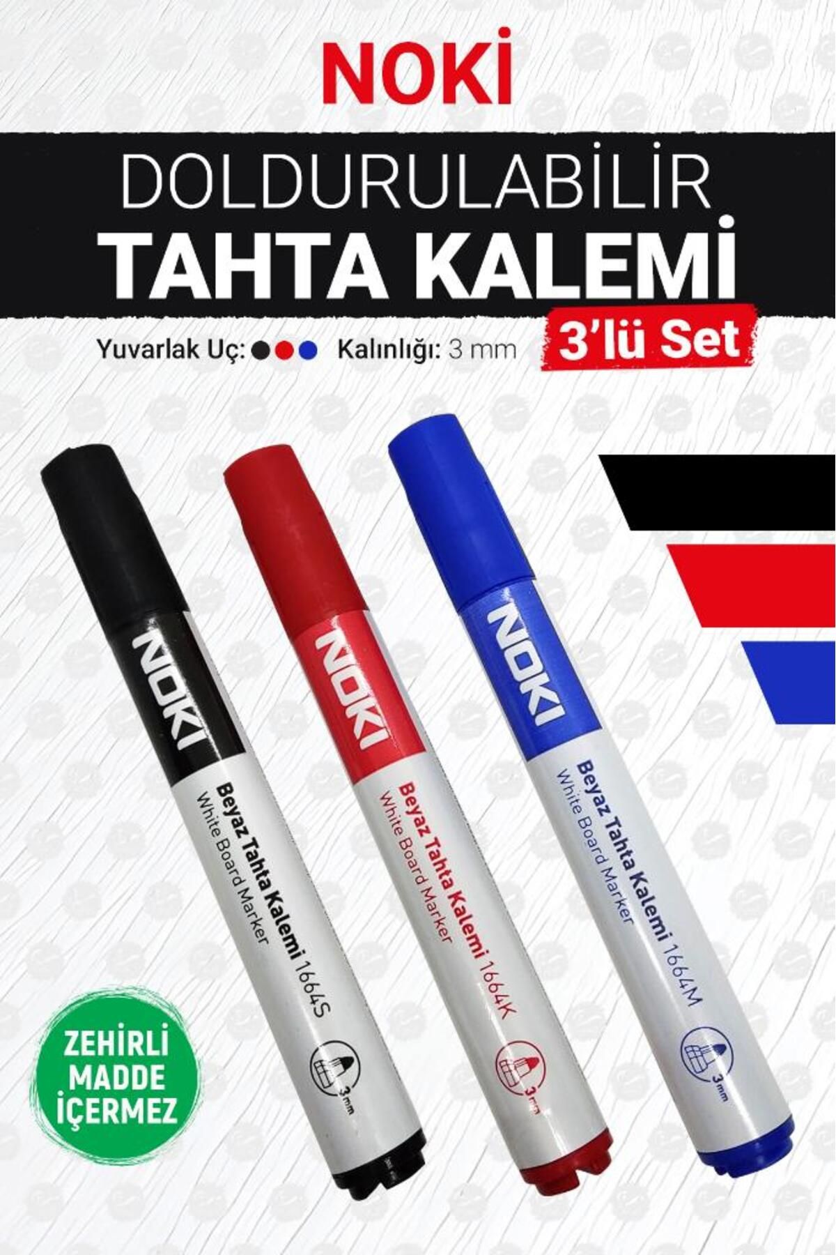 t tuğset etiket Noki Tahta Kalemi - Yazı Tahtası Kalemi Siyah Mavi Kırmızı 3'lü Paket-T1145