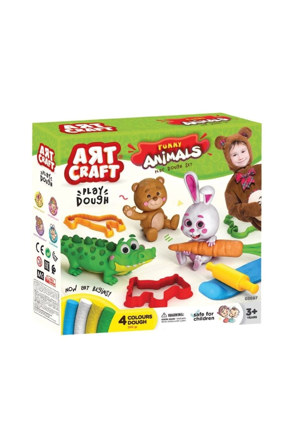 GLIMMERY 03697 Art Craft Eğlenceli Hayvanlar Hamur Set 200 gr